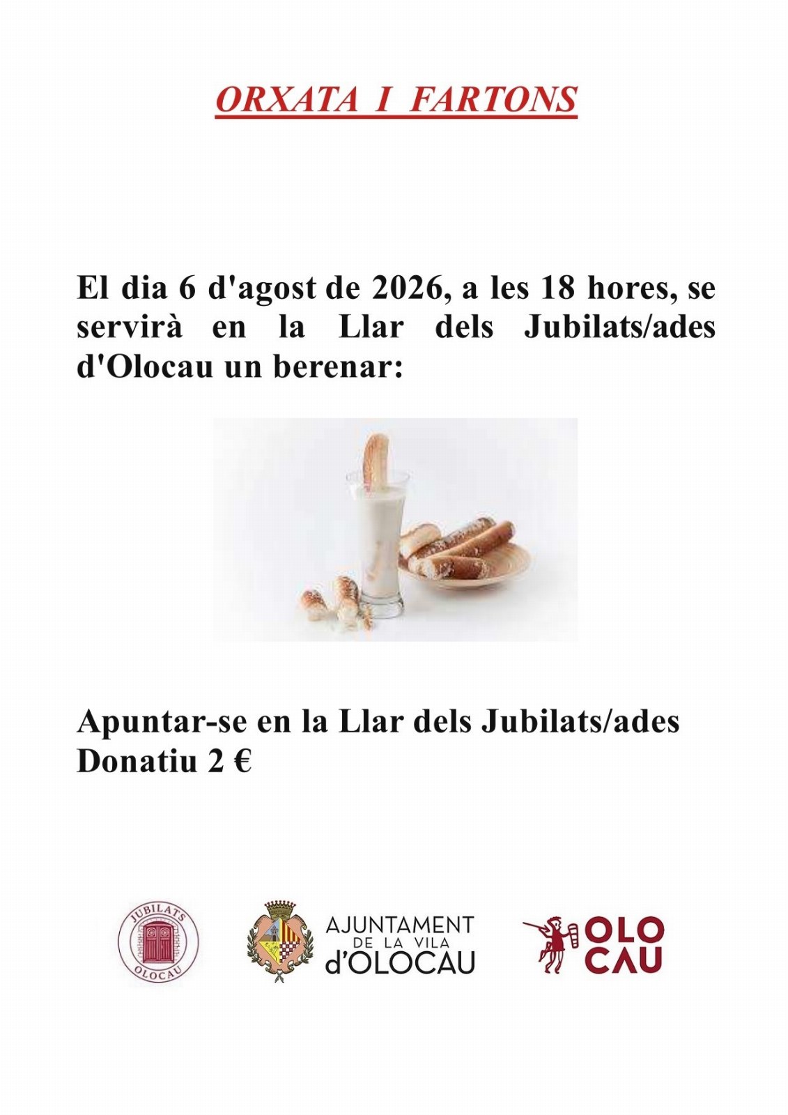 Merienda de horchata y ‘fartons’ de la Asociación de Jubilados y Pensionistas de Olocau