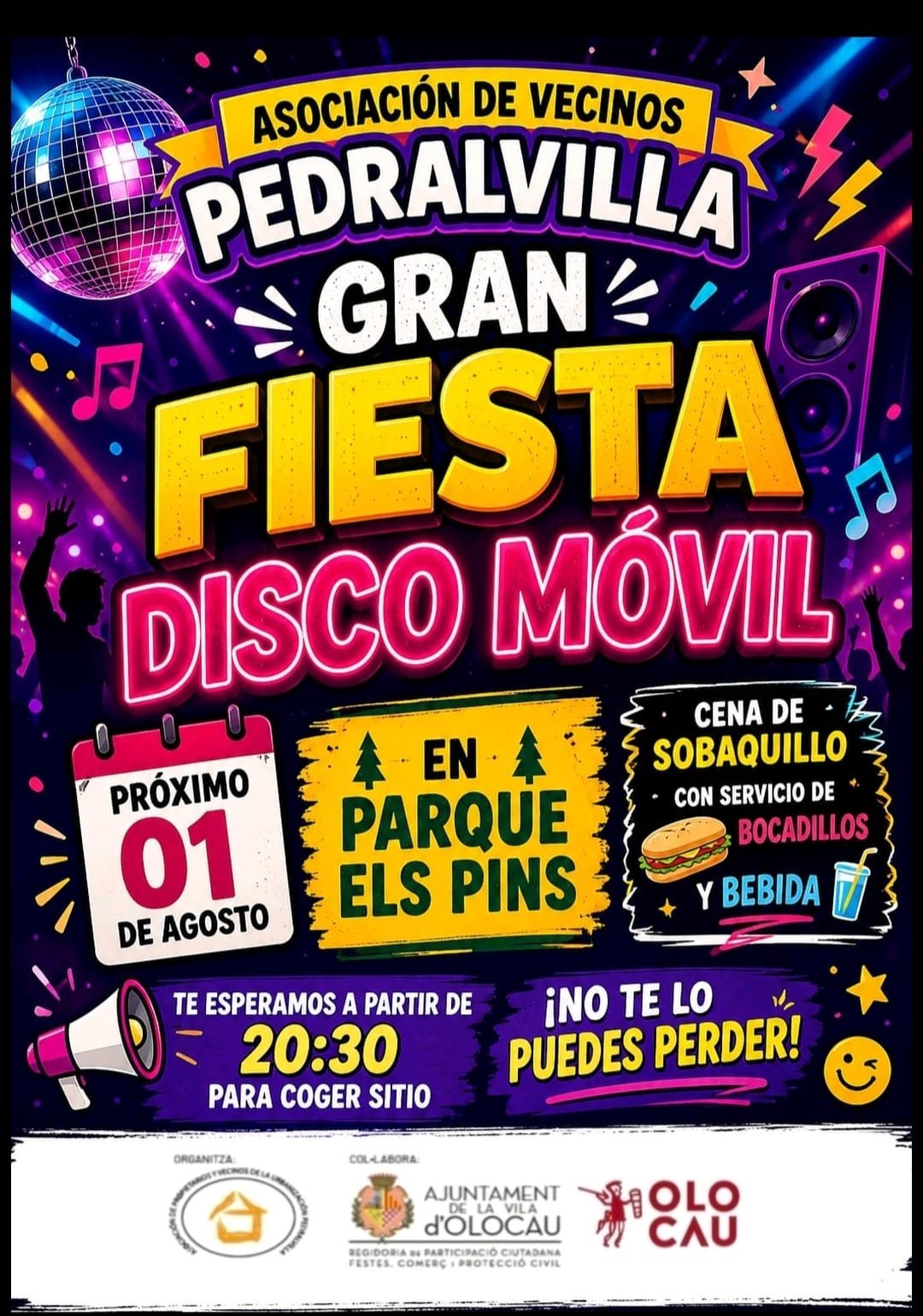 Fiesta con cena de sobaquillo y discomóvil en Pedralvilla