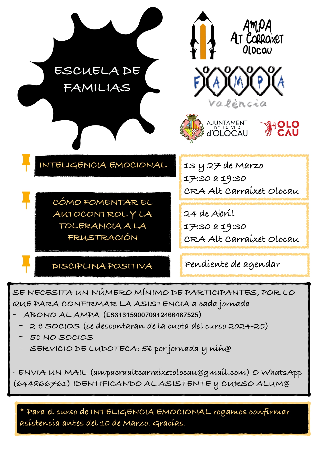Cartel Escuela de Familias Olocau 2024