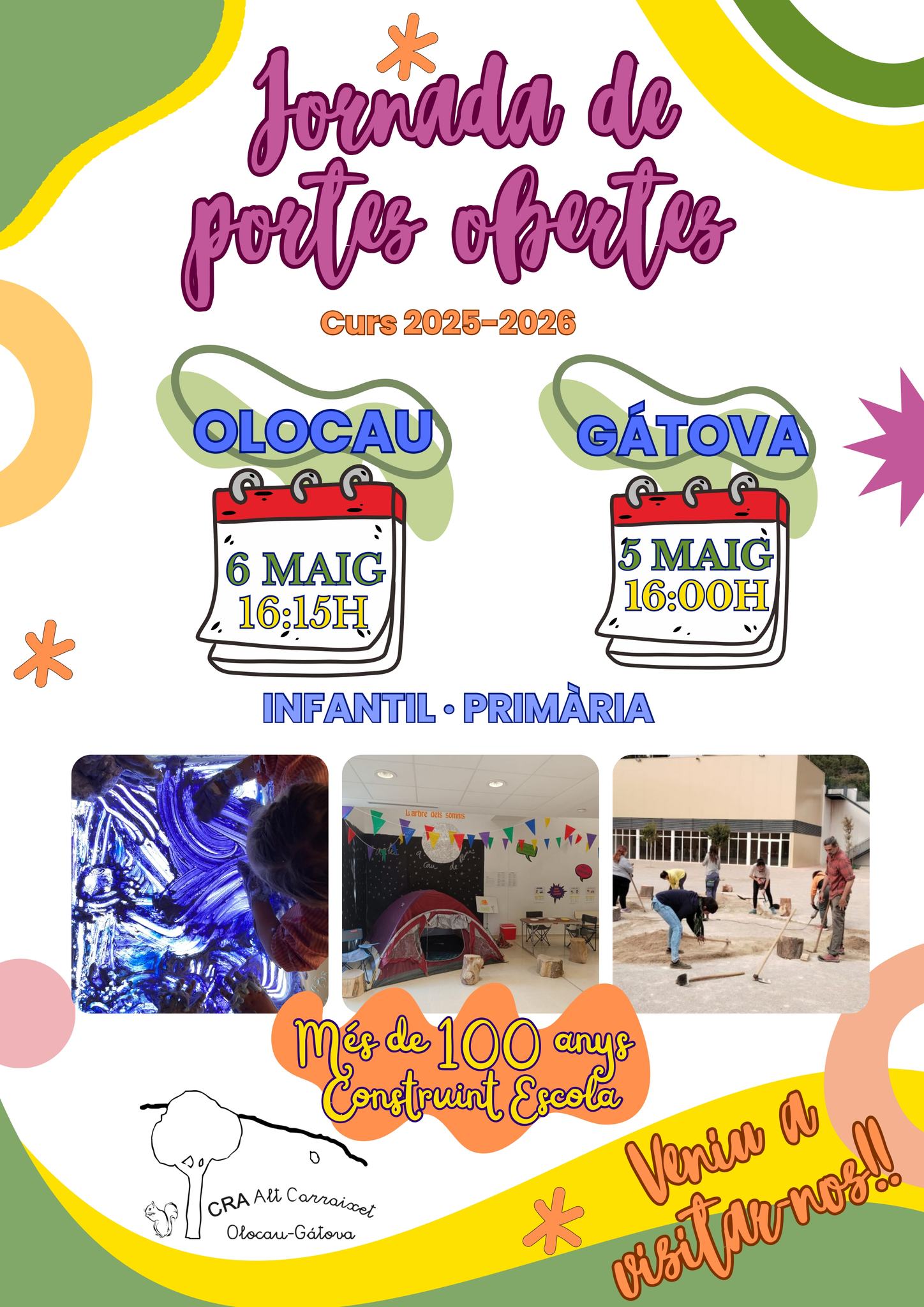 Cartel jornadas puertas abiertas CRA Alt Carraixet Olocau G&aacute;tova