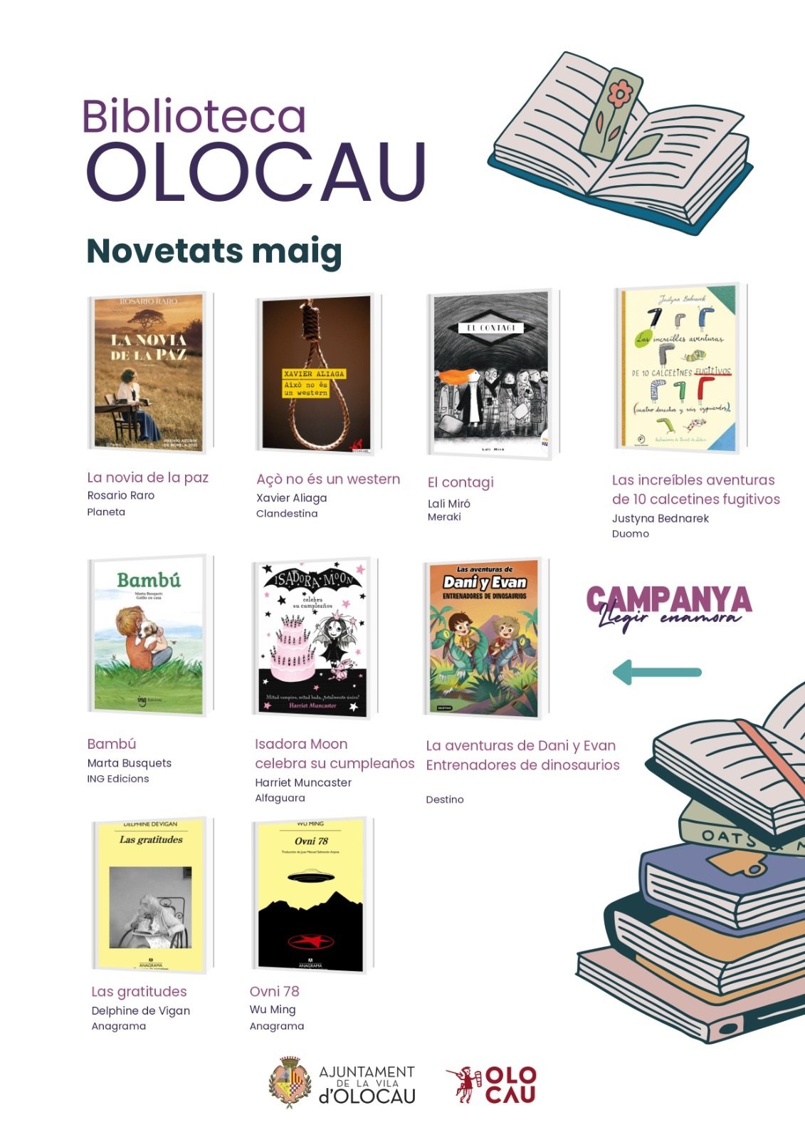 Novetats de maig en el catàleg de llibres Biblioteca Olocau