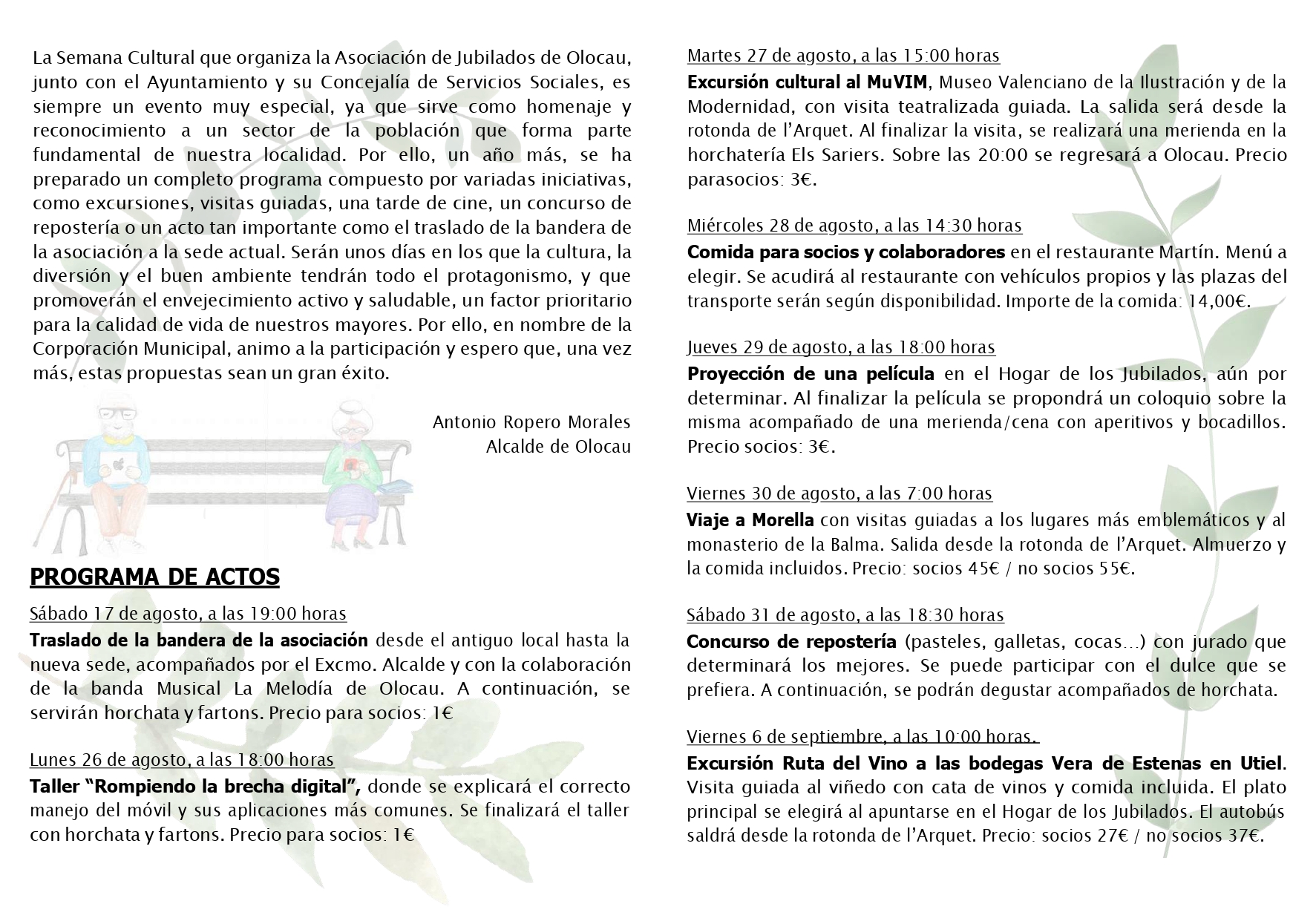 Programa Semana Cultural Jubilados Olocau 2024 - 2