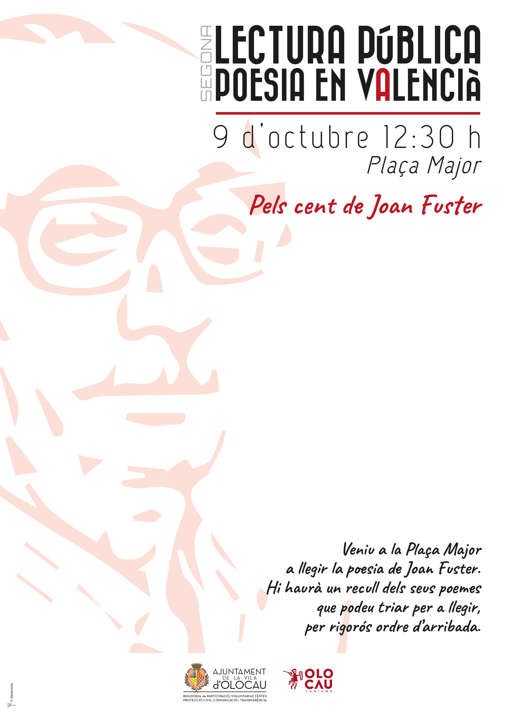 Cartel Segunda Lectura Pública de Poesía en Valenciano Olocau