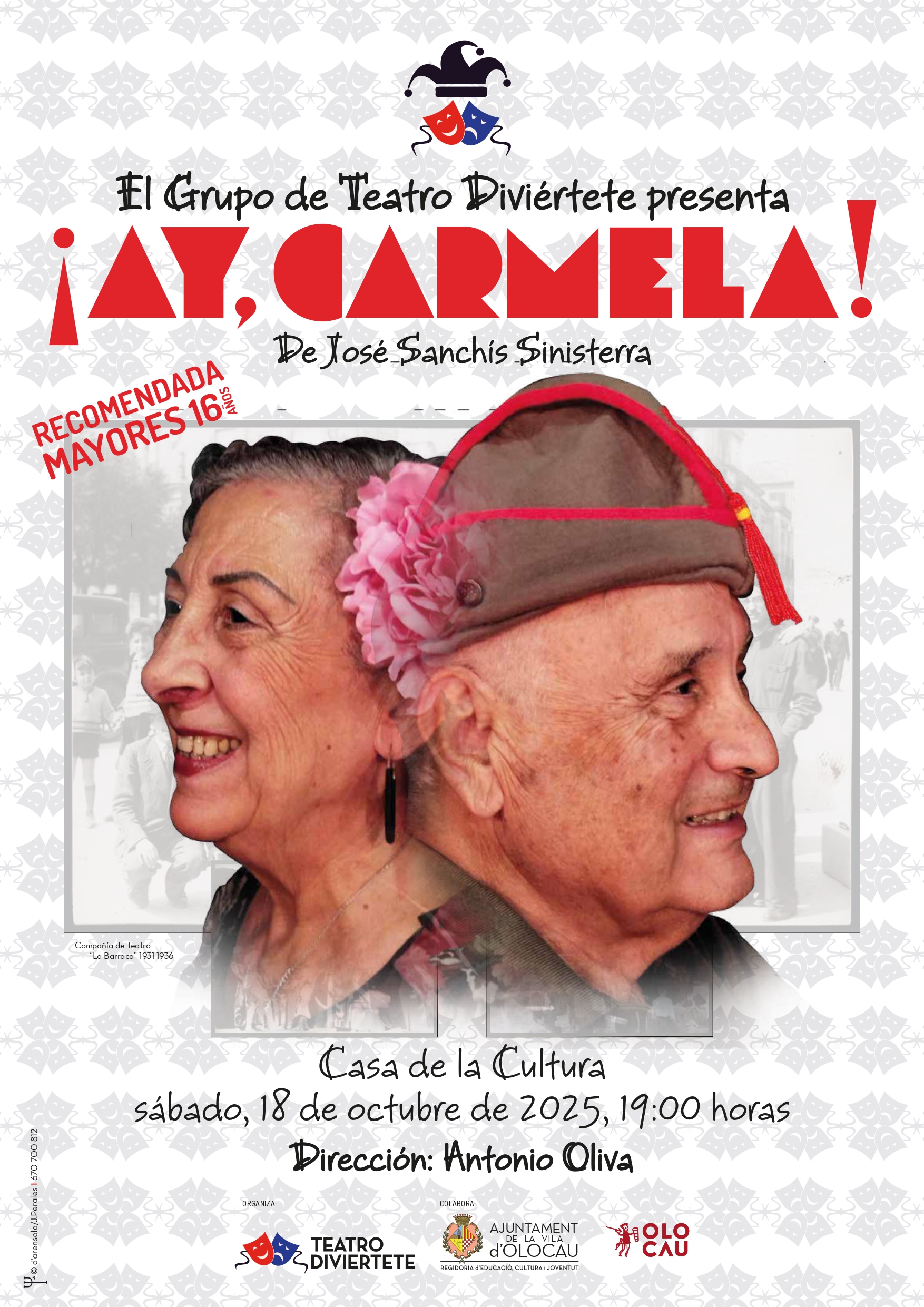 Cartel representaci&oacute;n teatro &iexcl;Ay Carmela! Olocau