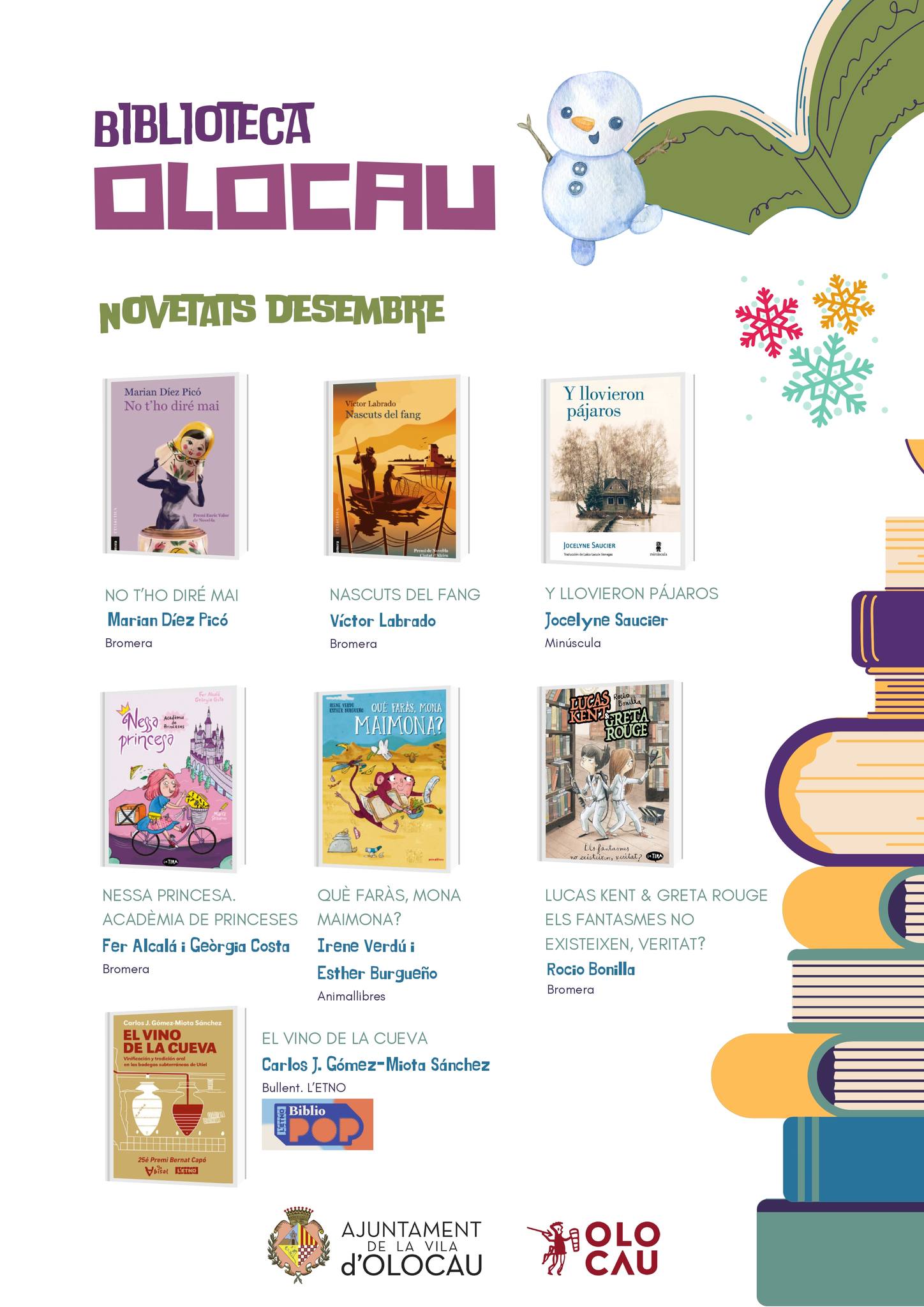 Novedades diciembre 2025 Biblioteca Olocau