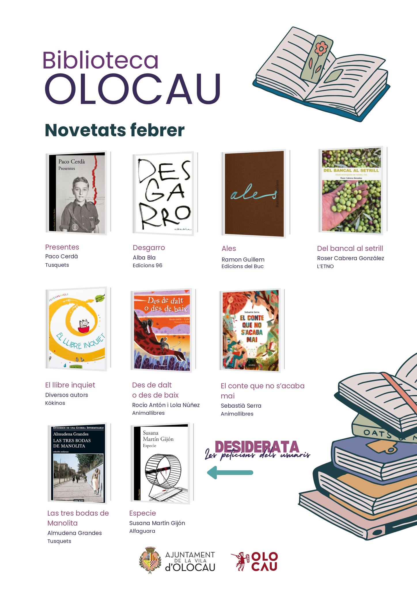 Novedades febrero Biblioteca Olocau