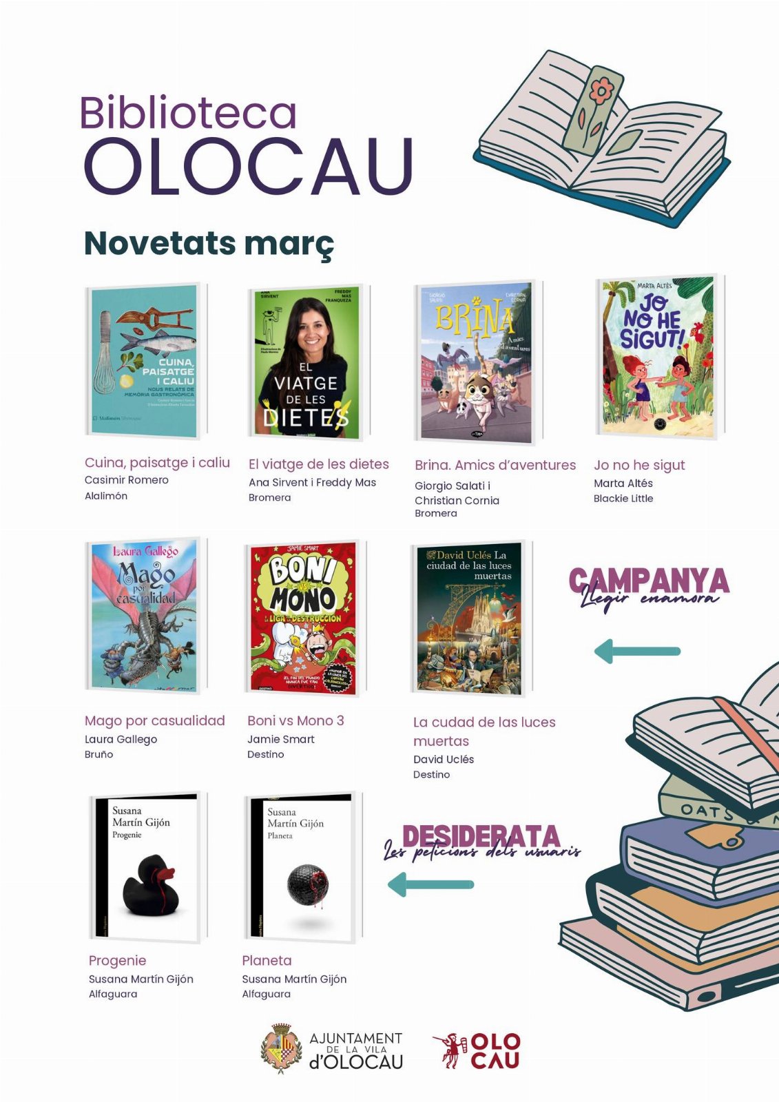 Novetats març 2026 Biblioteca Municipal Olocau