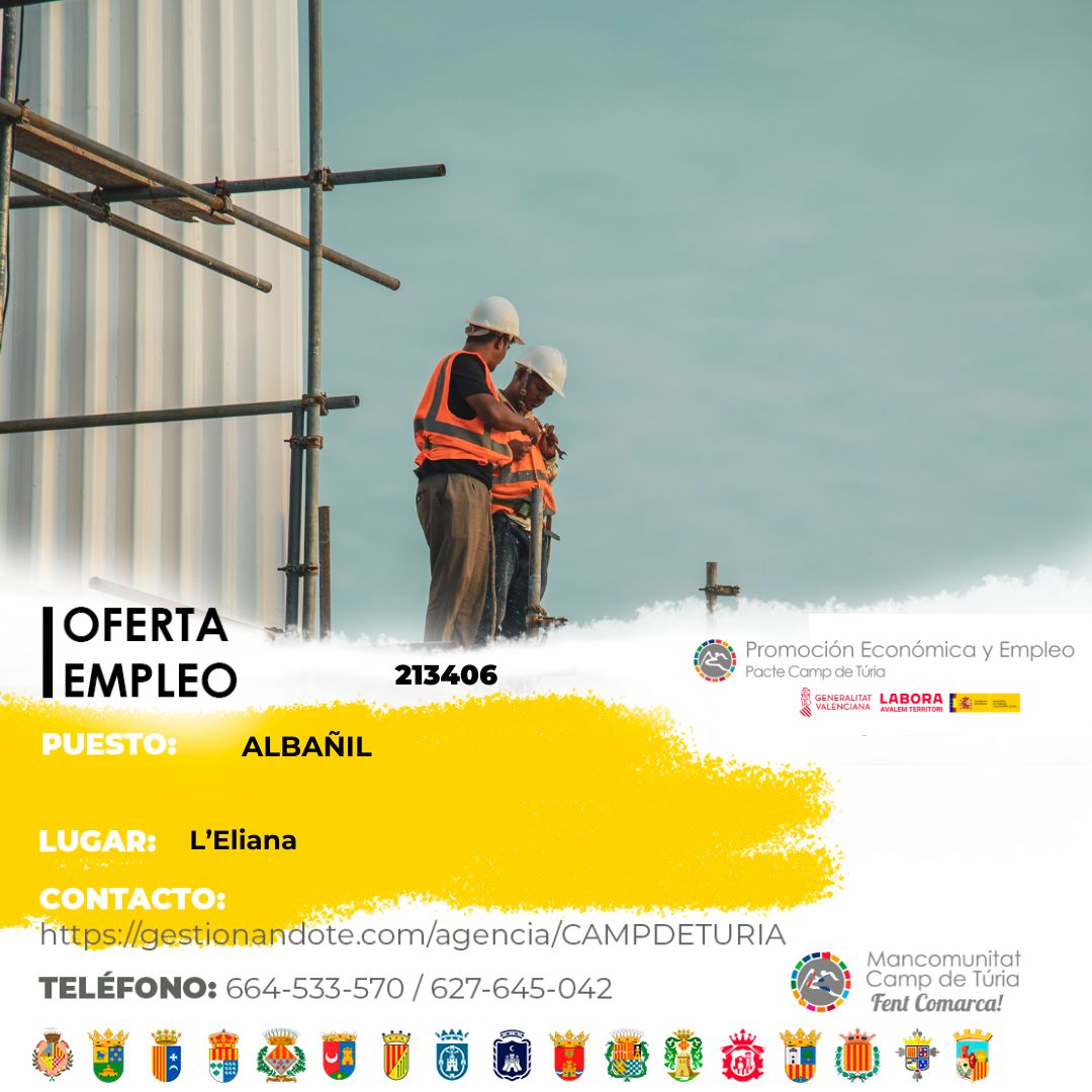 Oferta de empleo - Alba&ntilde;il en l'Eliana