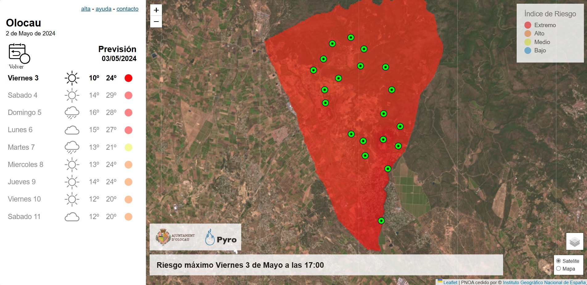 Riesgo incendios - Previsi&oacute;n Olocau