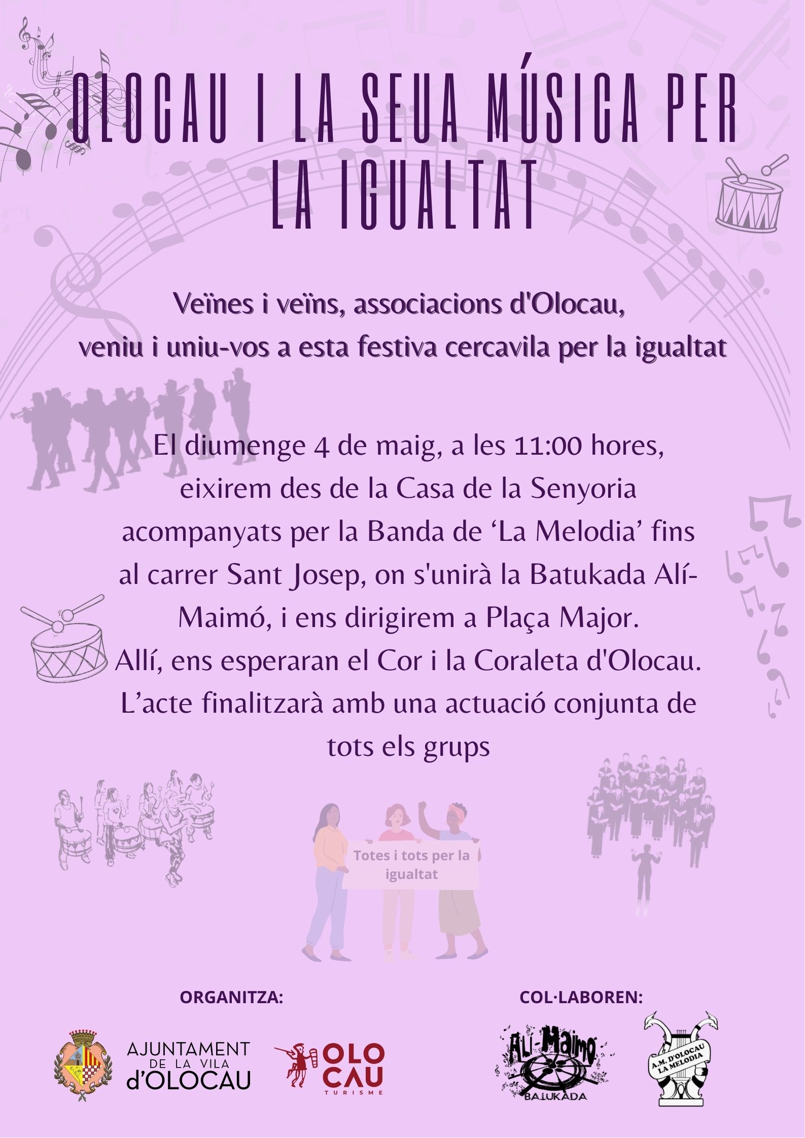 Cartel acto Olocau y su m&uacute;sica por la igualdad