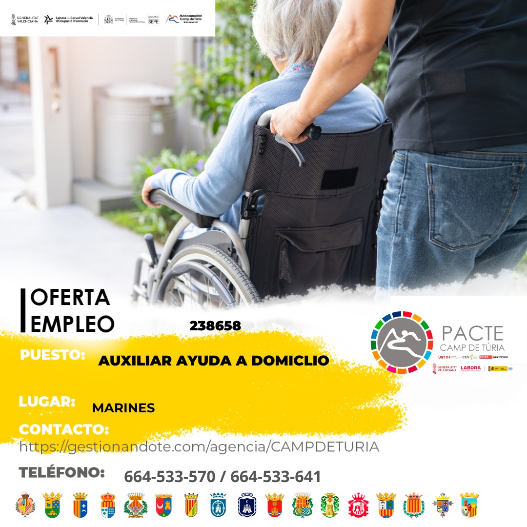 Oferta de empleo - Auxiliar ayuda a domicilio en Marines