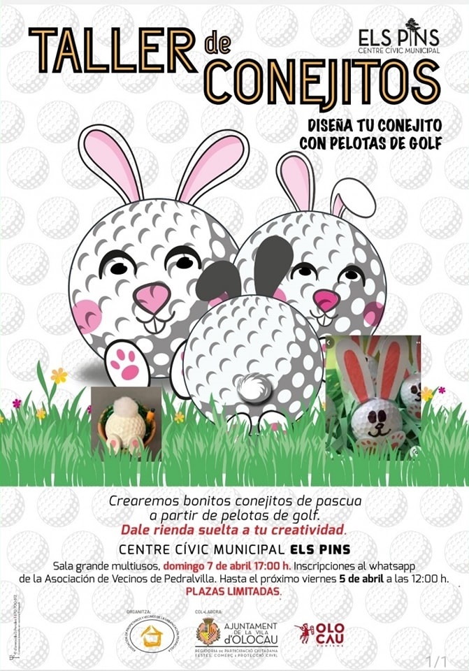 Cartel taller de conejitos de Pascua Pedralvilla Olocau