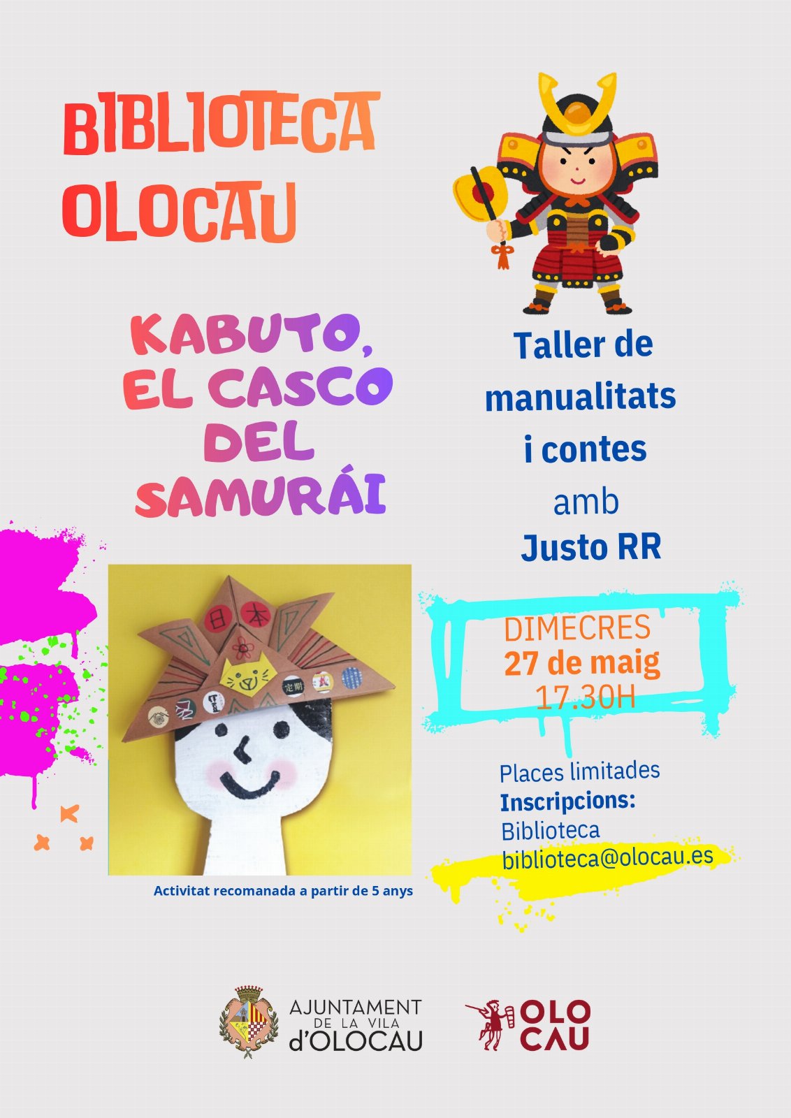 Taller de manualidades y cuentos ‘Kabuto, el casco del samurái’, con Justo RR Biblioteca Olocau
