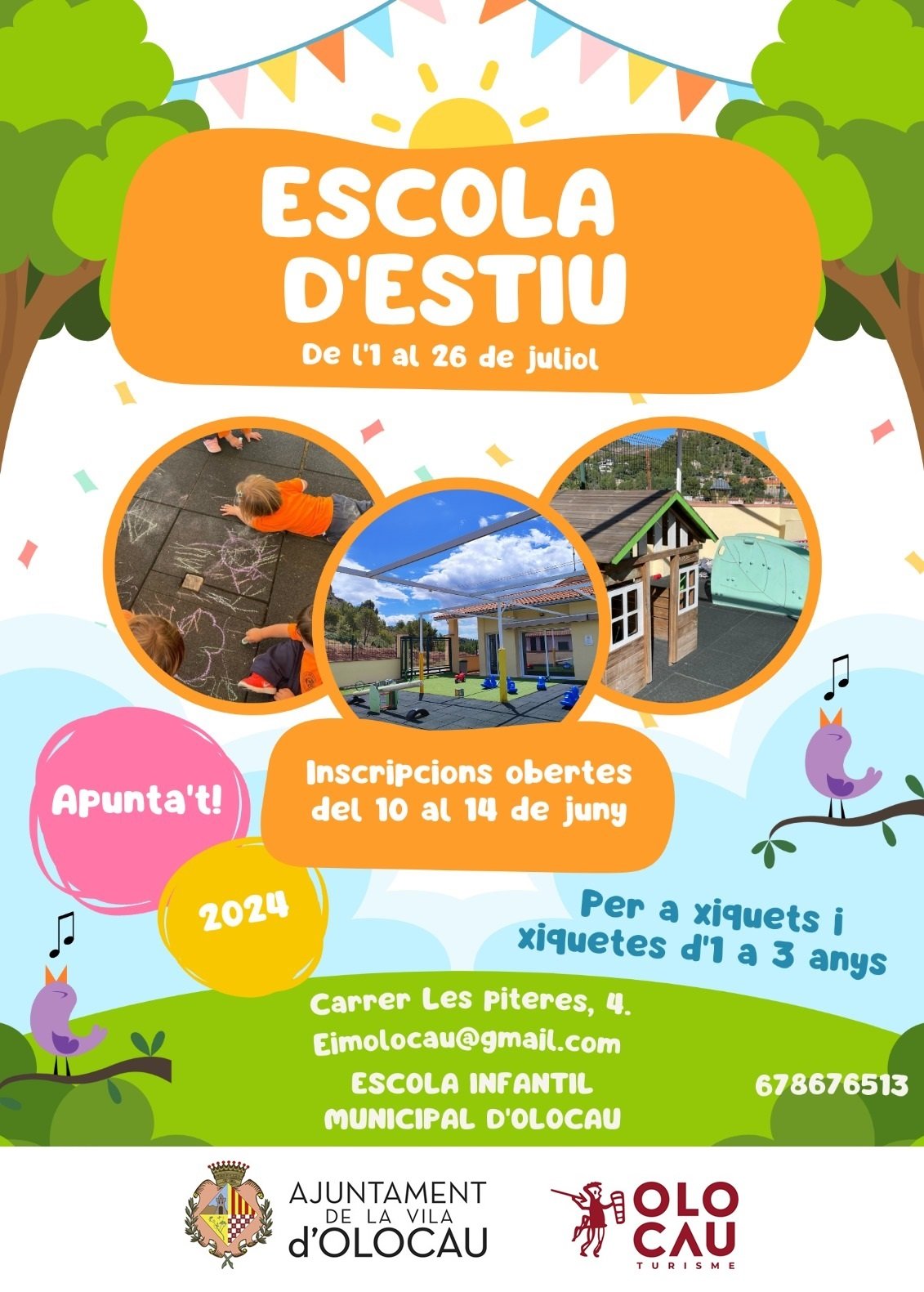 Cartel Escuela Verano Escuela Infantil Municipal Olocau