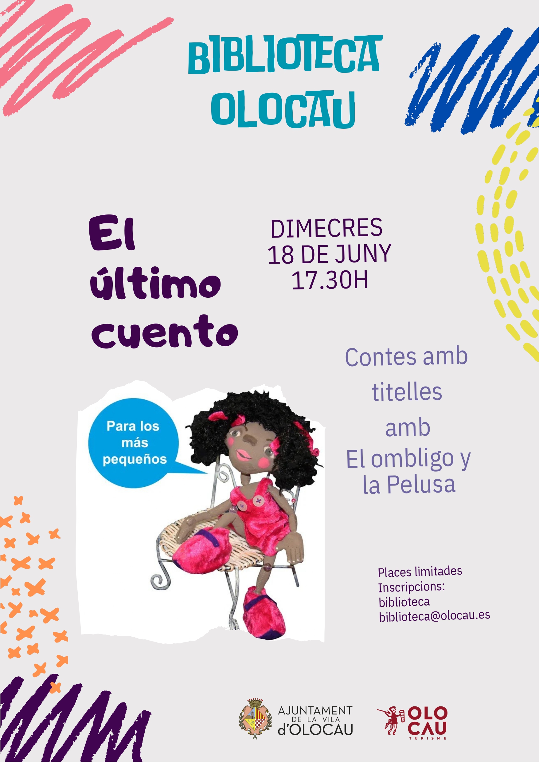 Cartel sesi&oacute;n de cuentacuentos con t&iacute;teres El &uacute;ltimo cuento Olocau