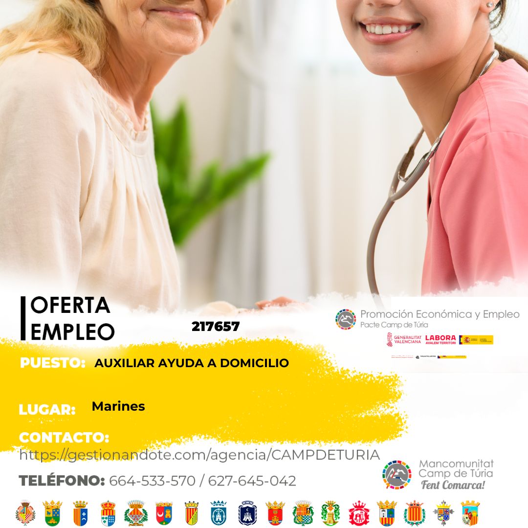 Oferta de empleo - Auxiliar ayuda a domicilio en Marines
