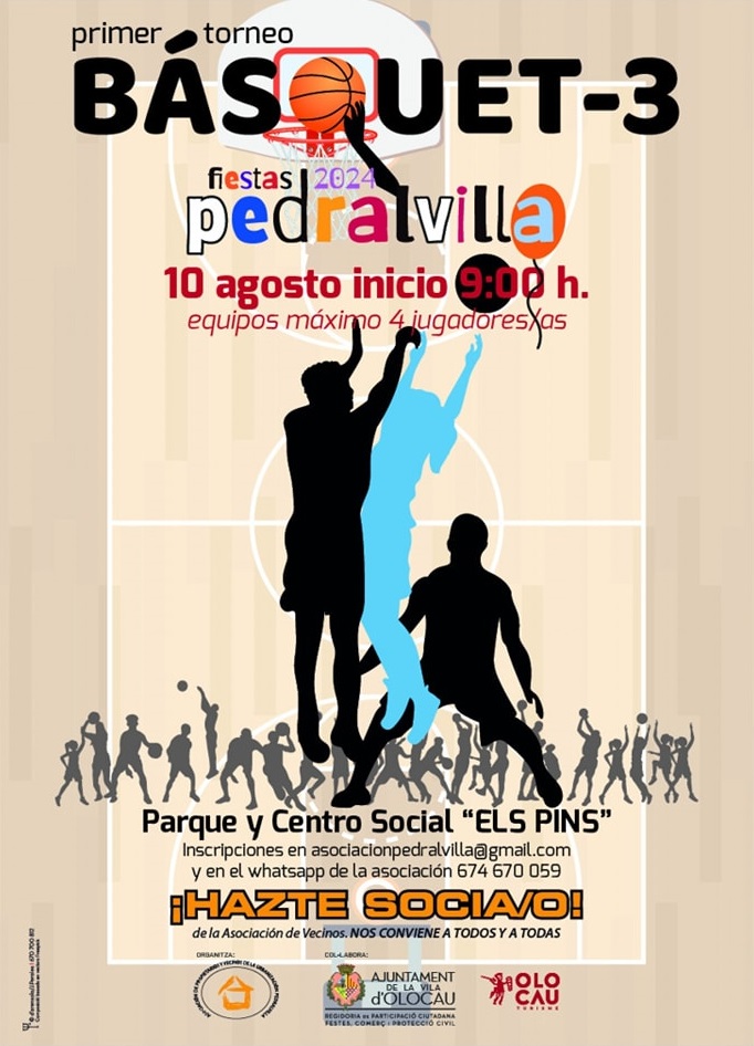 Cartel torneo B&aacute;squet-3 - Fiestas de Verano de Pedralvilla Olocau