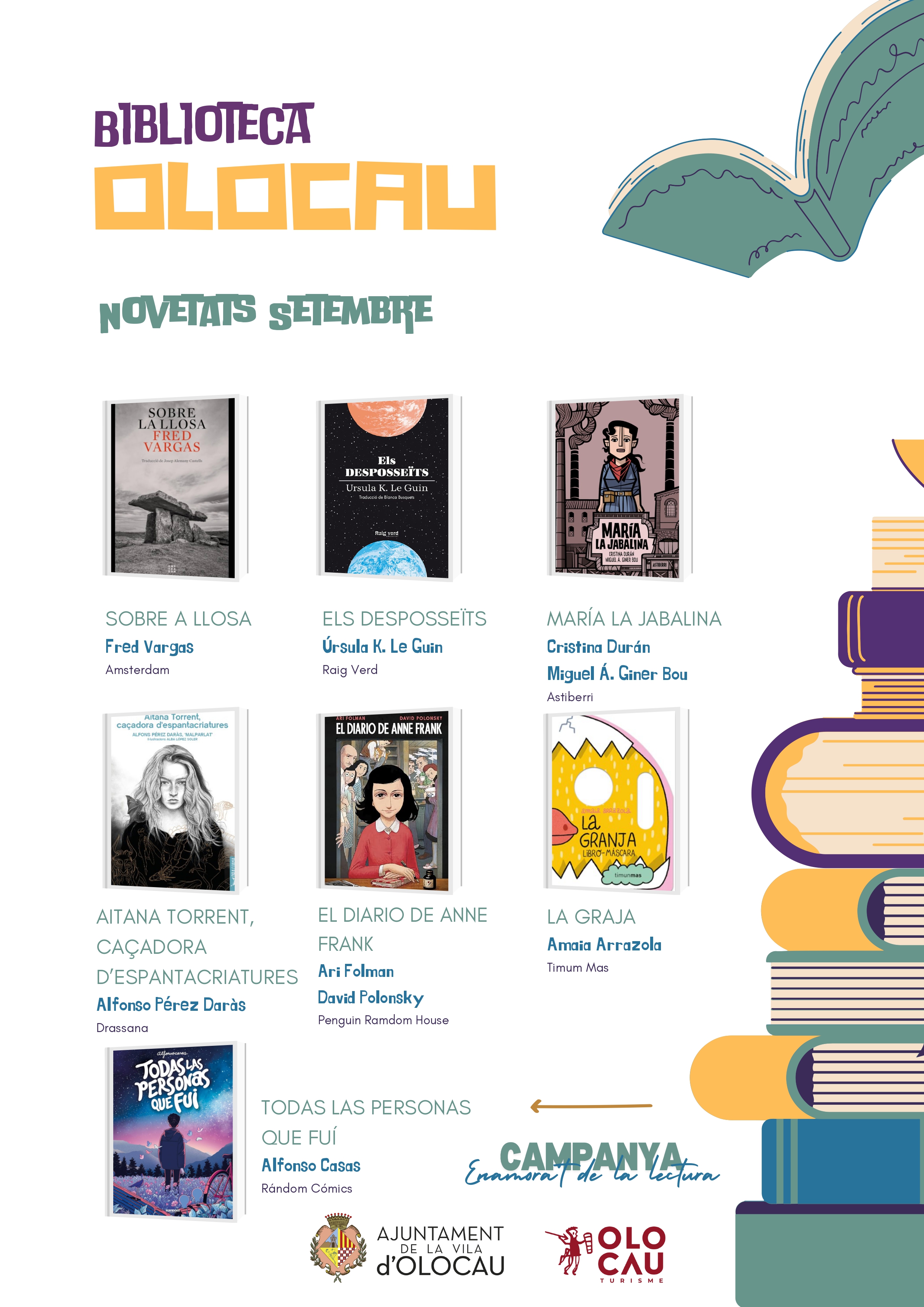 Cartel novedades septiembre Biblioteca Olocau