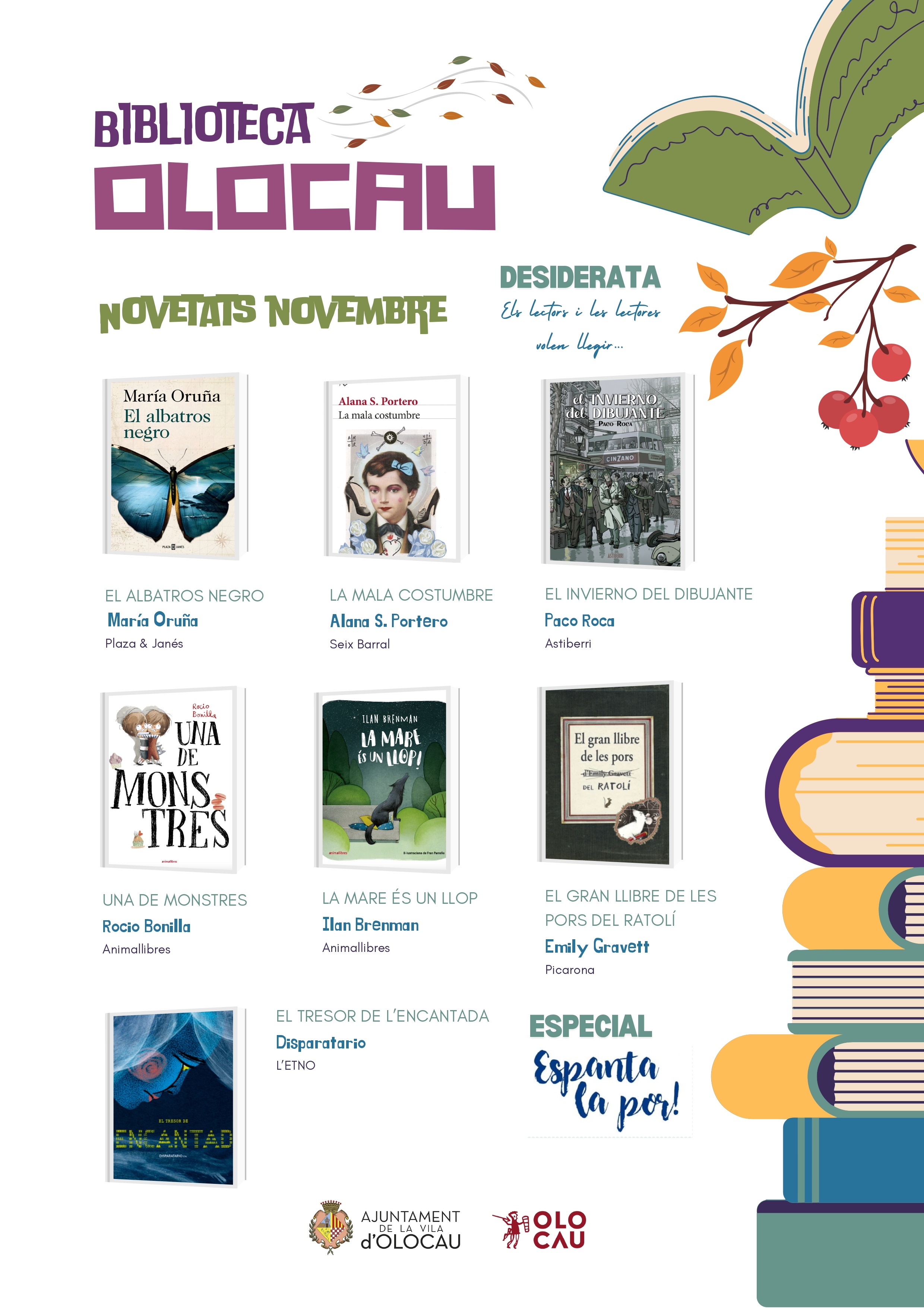 Novedades noviembre 2025 Biblioteca Olocau