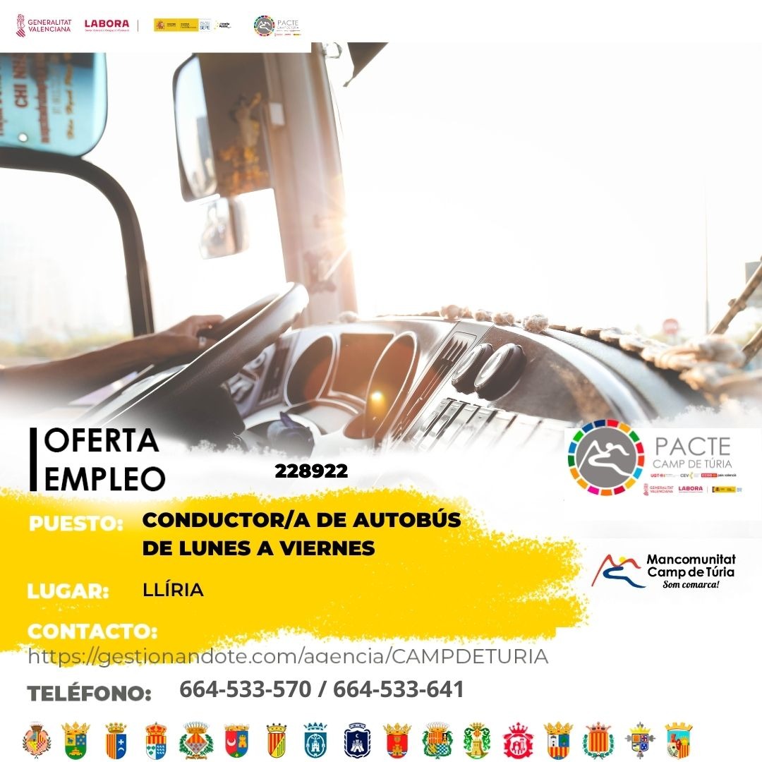 Oferta de empleo - Conductor-a de autob&uacute;s de lunes a viernes en Ll&iacute;ria