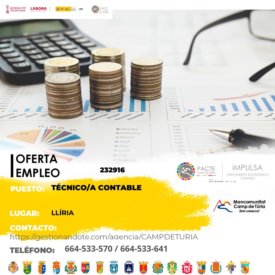 Oferta de empleo - Técnico-a contable en Llíria