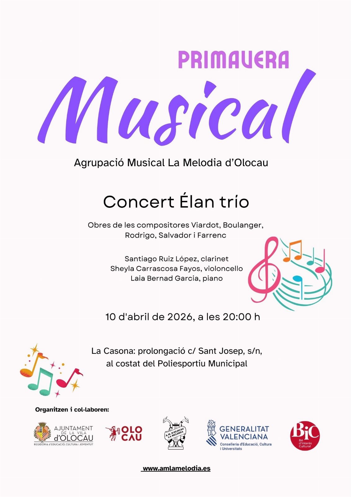 Concert d’Élan trío (Primavera Musical de ‘La Melodia’) Olocau
