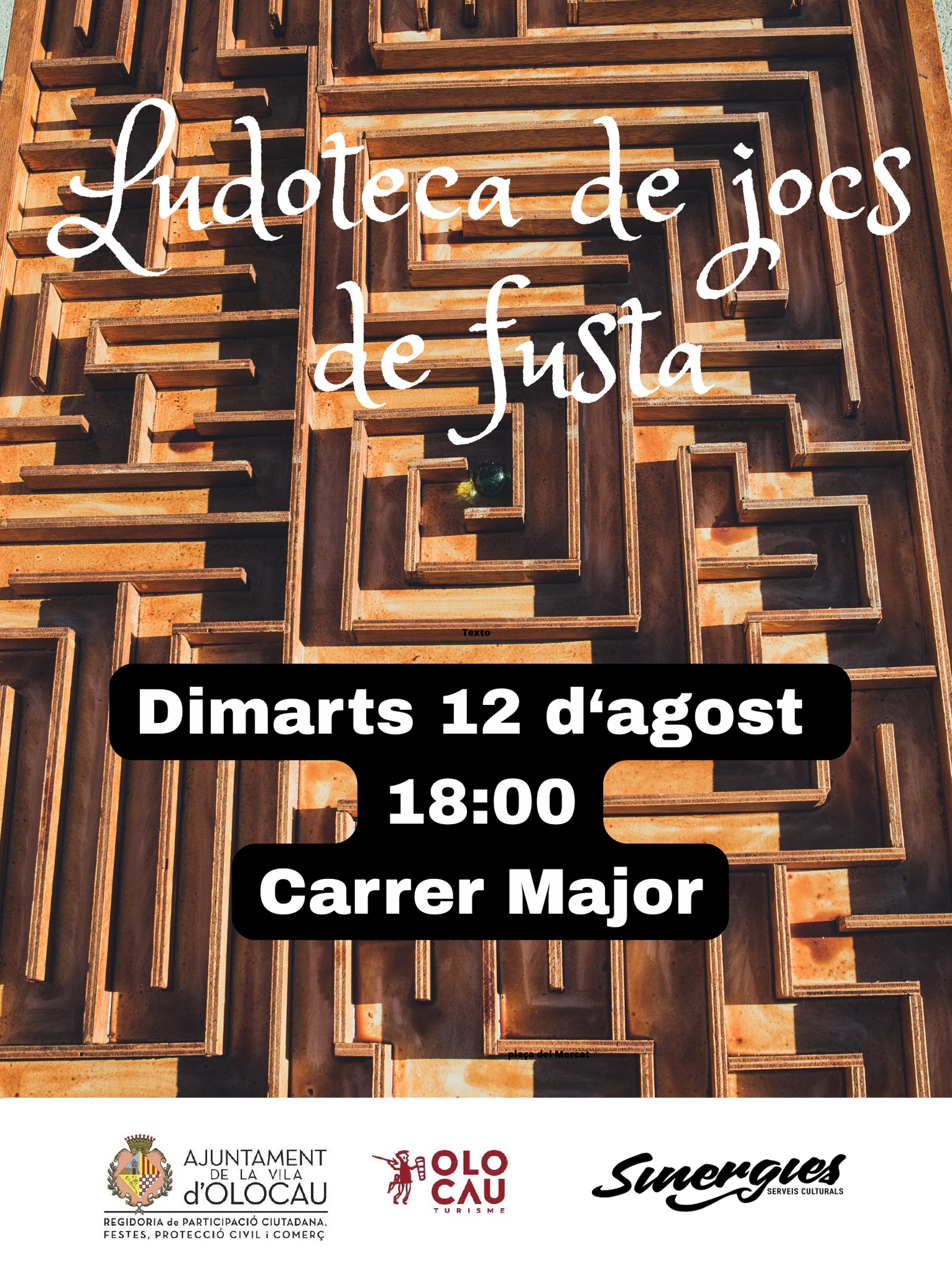 Cartel ludoteca juegos madera Olocau