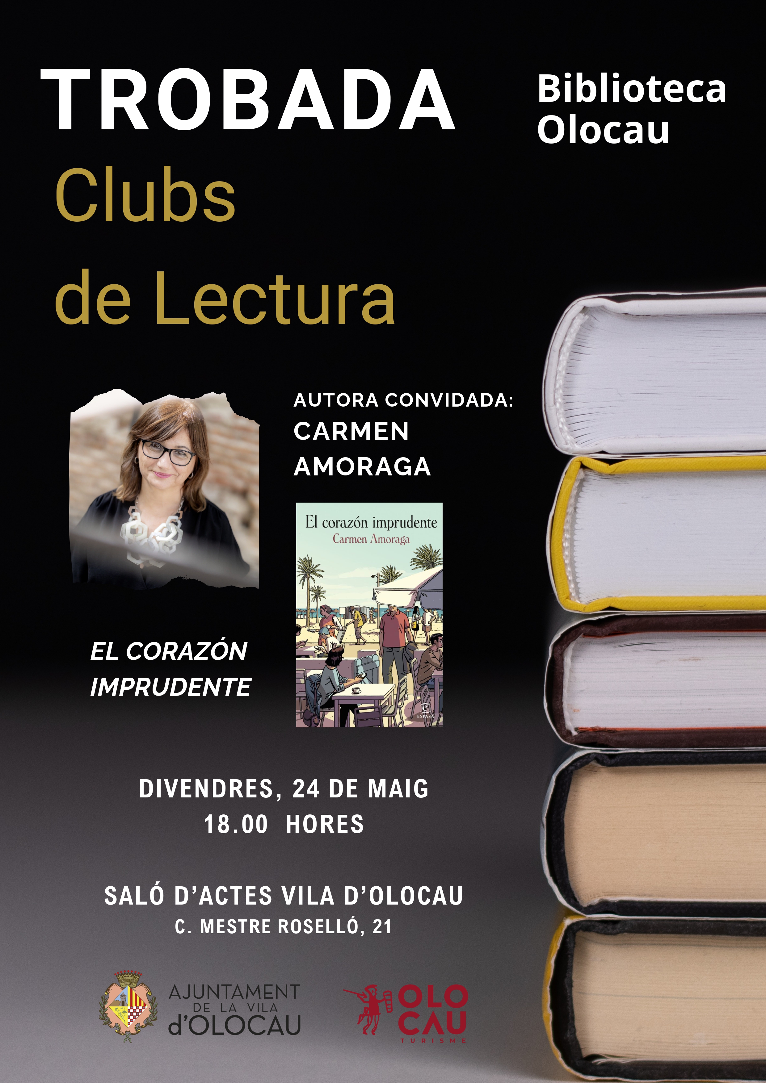 Cartel Encuentro de Clubes de Lectura con la escritora Carmen Amoraga Olocau