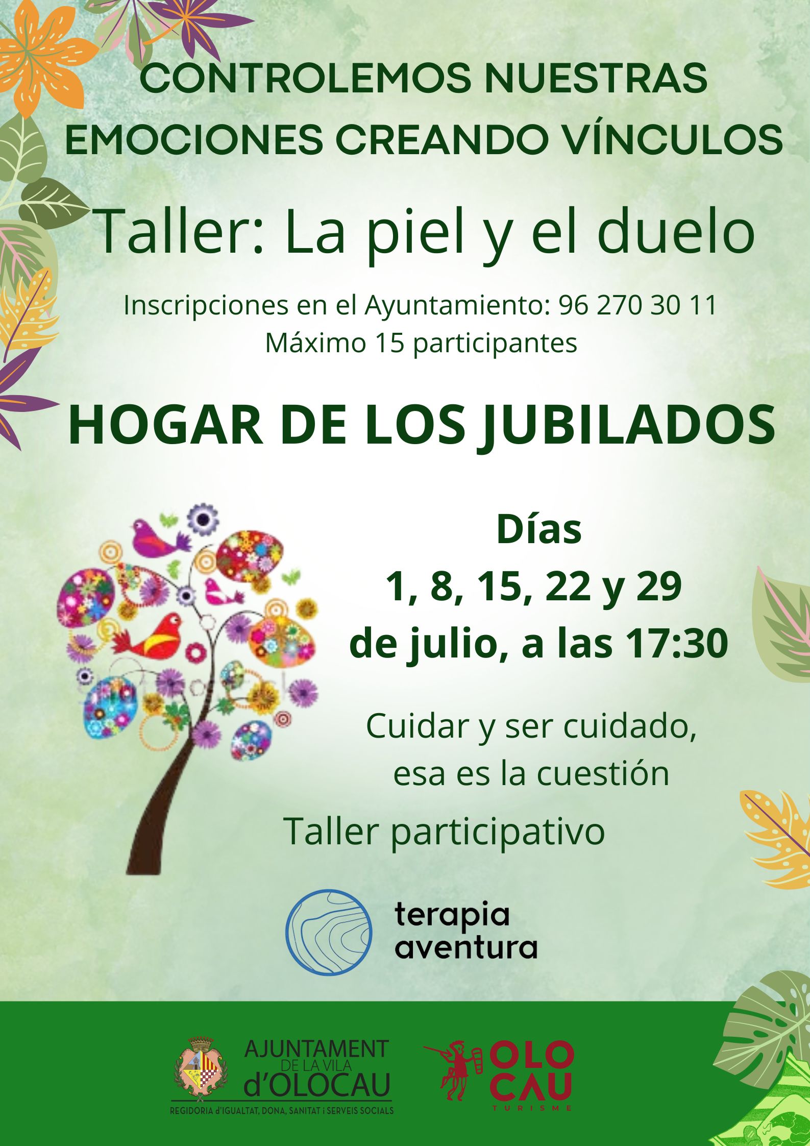Cartel taller participativo 'La piel y el duelo' Olocau