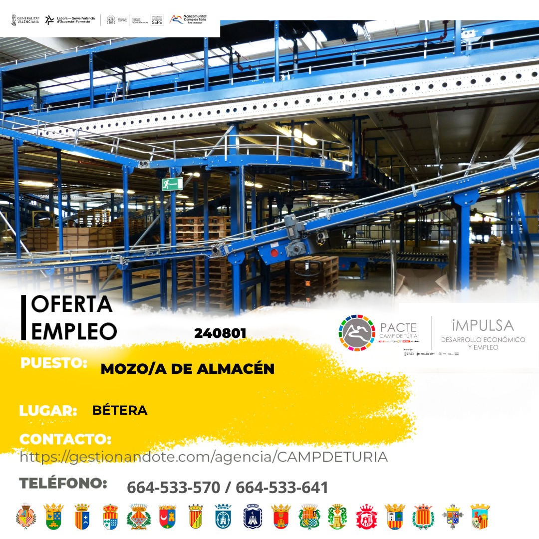 Oferta de empleo - Mozo-a de almac&eacute;n en B&eacute;tera