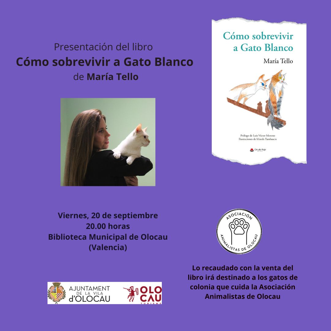 Cartel presentaci&oacute;n libro C&oacute;mo sobrevivir a Gato Blanco Olocau