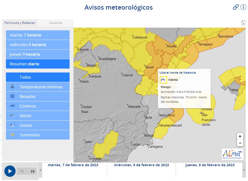 AEMET martes 7 de febrero