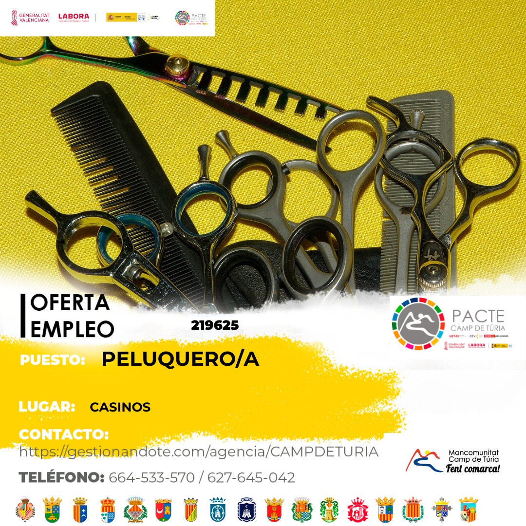 Oferta de empleo - Peluquero-a en Casinos