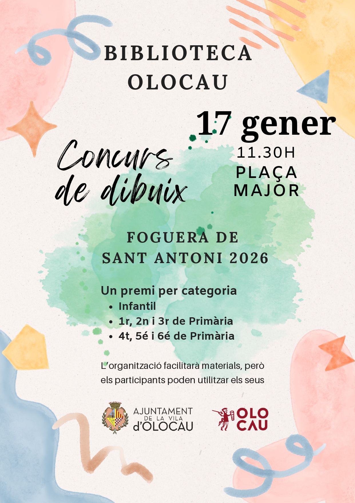 Cartel Concurso de dibujo infantil de la Hoguera de San Ant&oacute;n Olocau