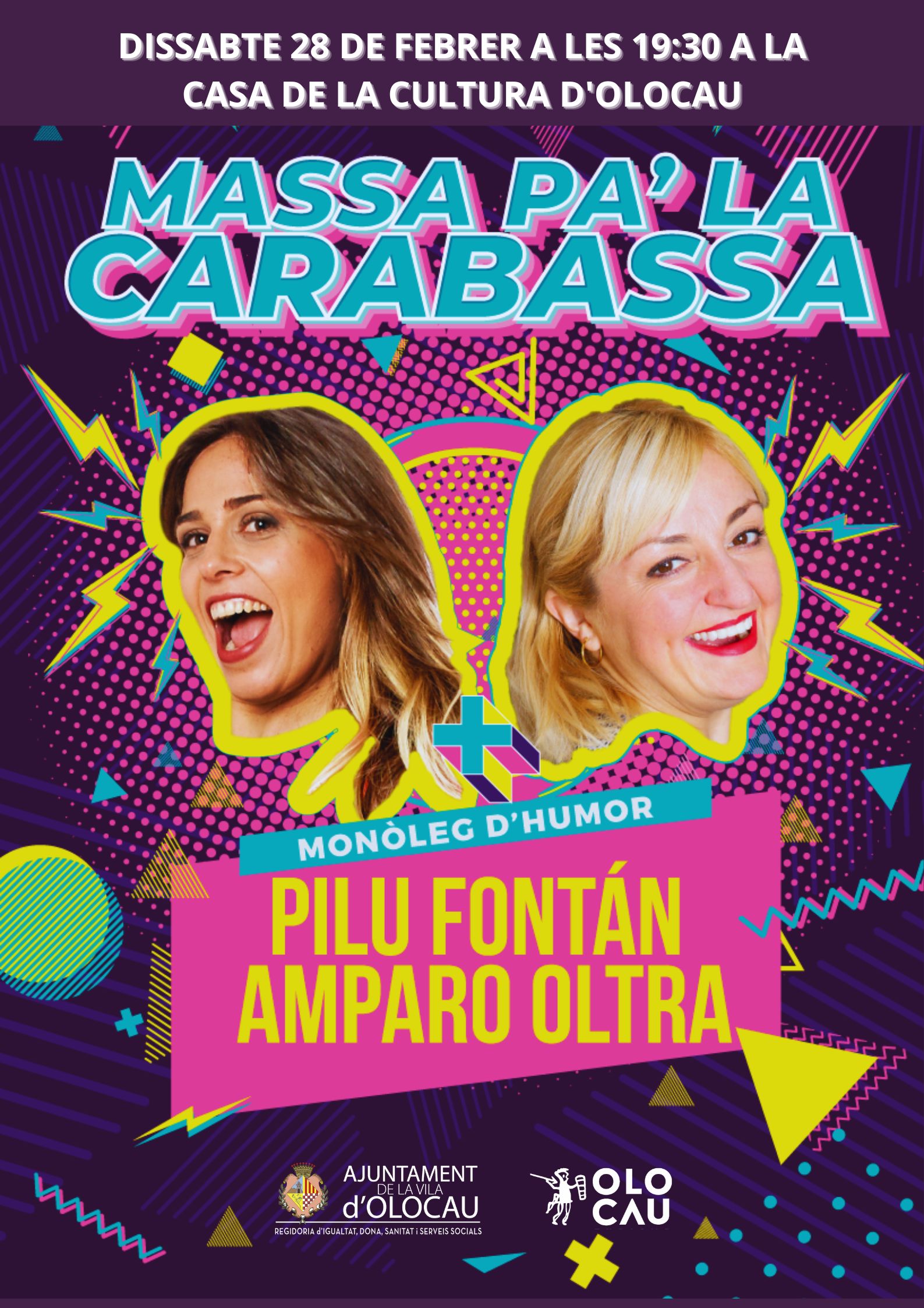 Cartel representación del monólogo de humor ‘Massa pa’ la carabassa’ Olocau