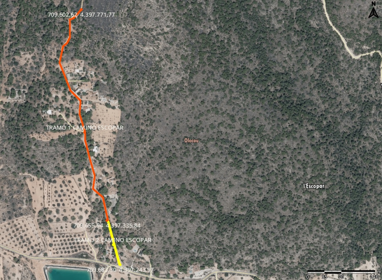 Plano Camino del Escopar Olocau