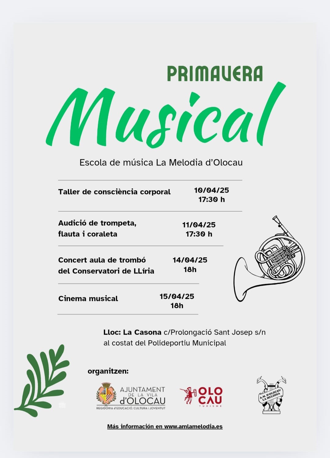 Cartel Primavera Musical Escuela de m&uacute;sica La Melod&iacute;a Olocau