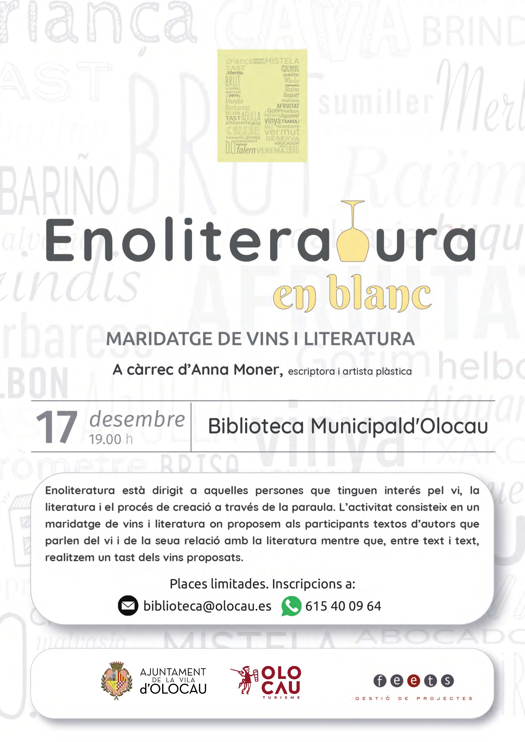 Cartel Enoliteratura en blanc Olocau