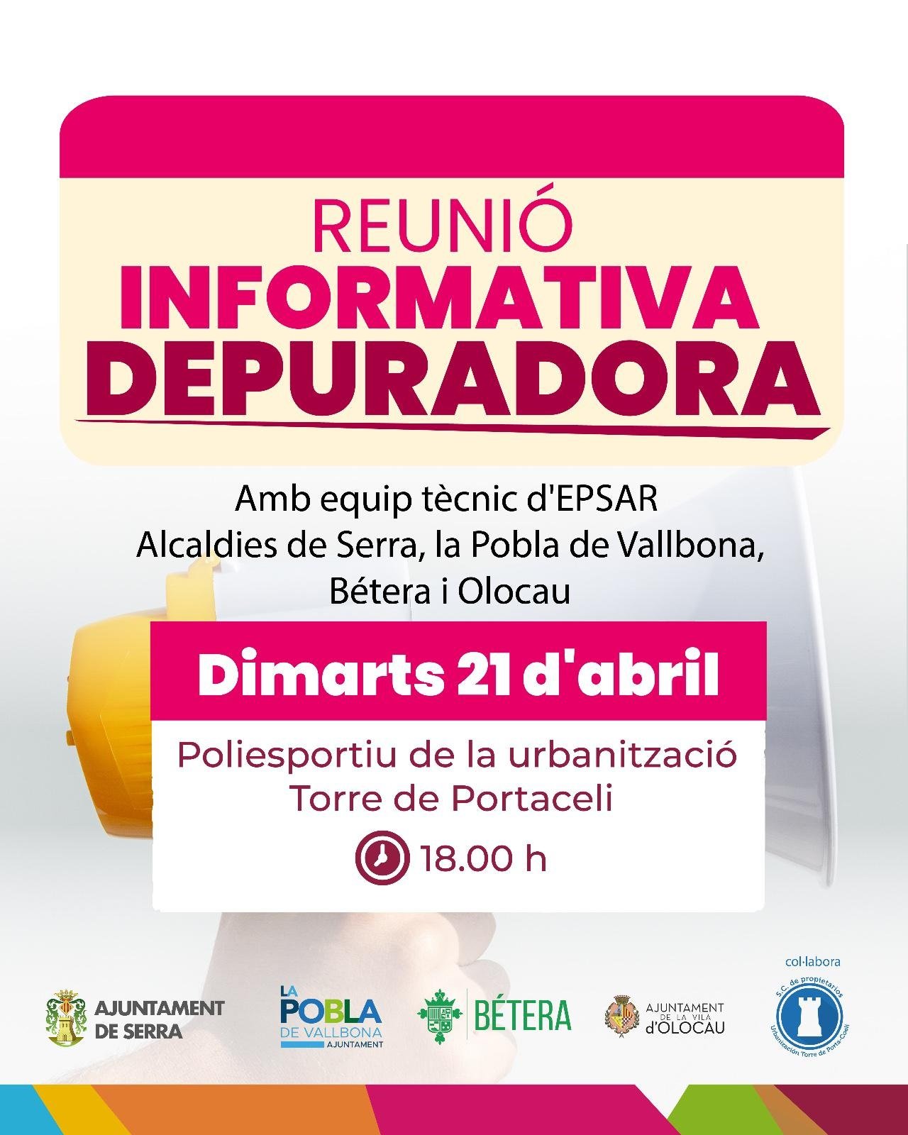 Cartel reuni&oacute;n informativa depuradora