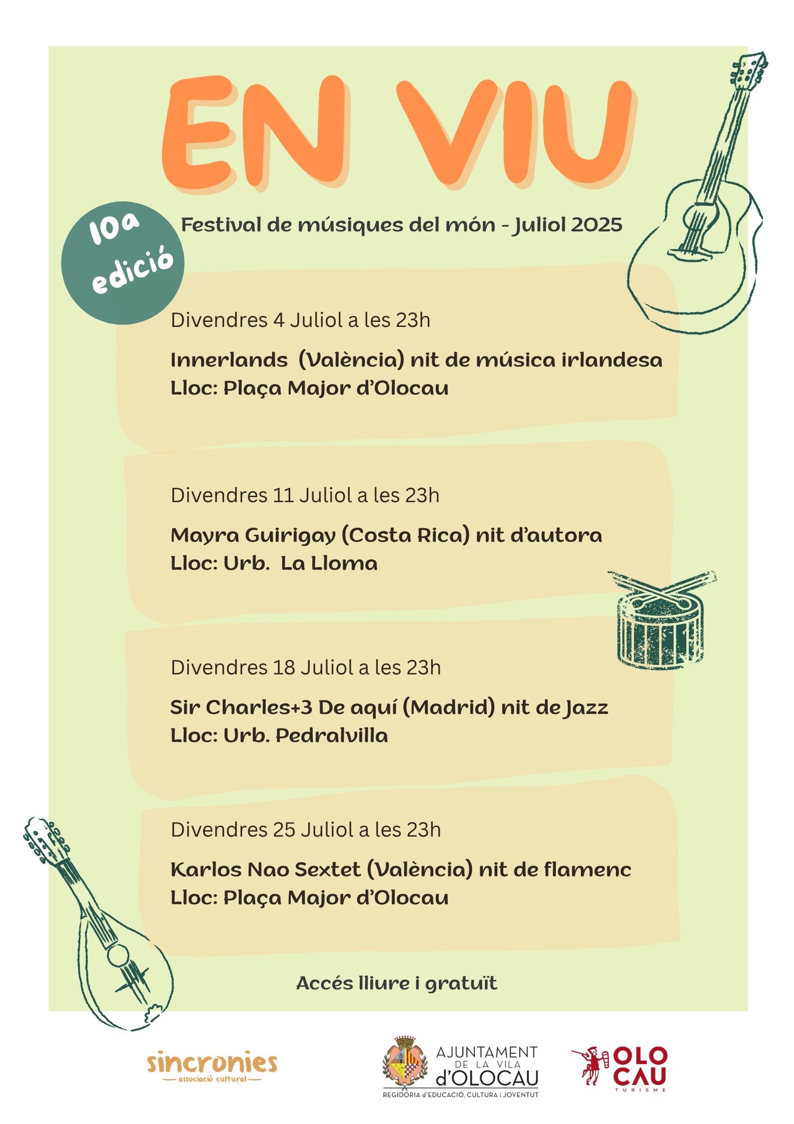 Cartel conciertos Festival En Viu 2025 Olocau