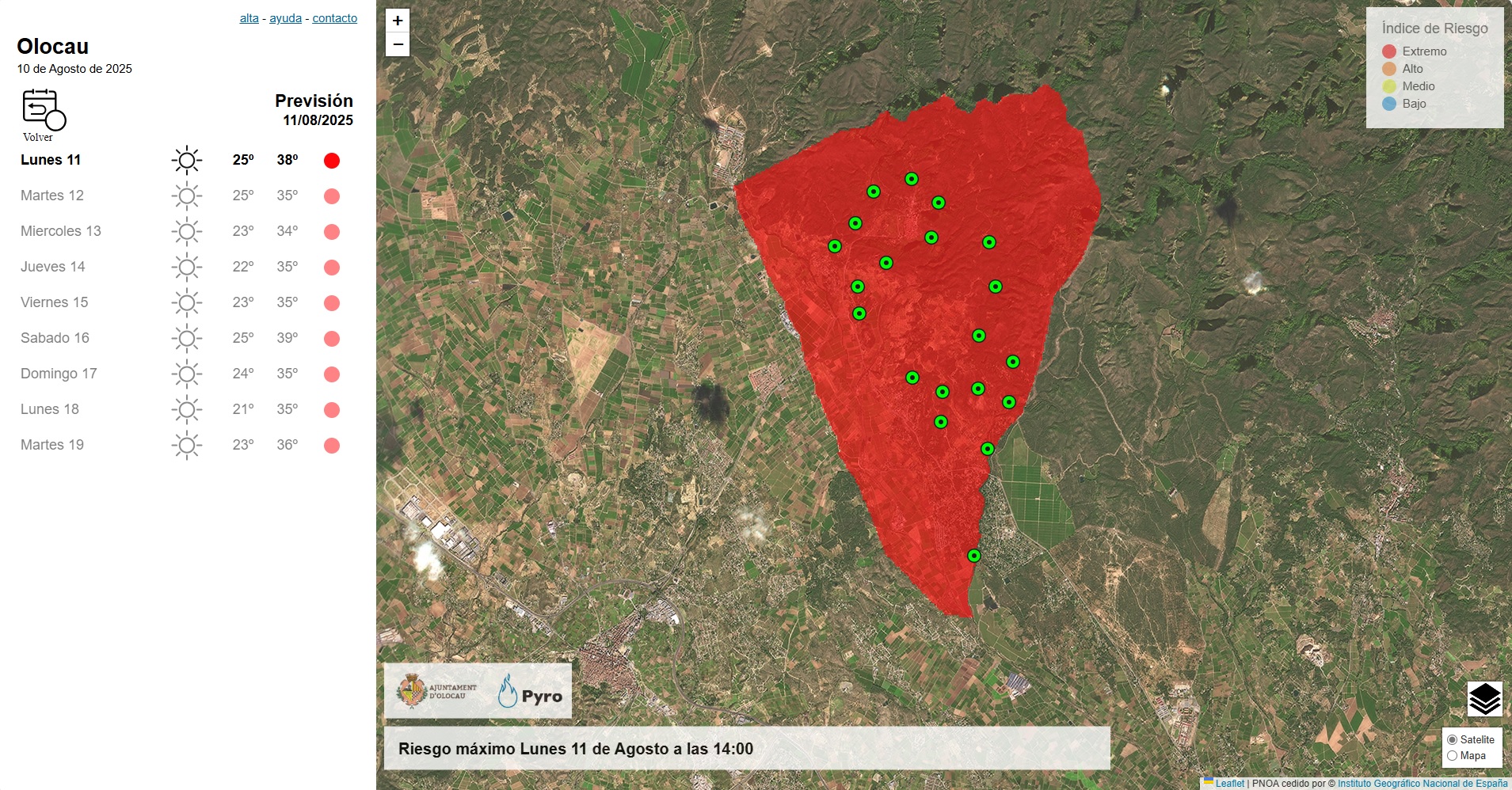 Riesgo incendio - Previsión