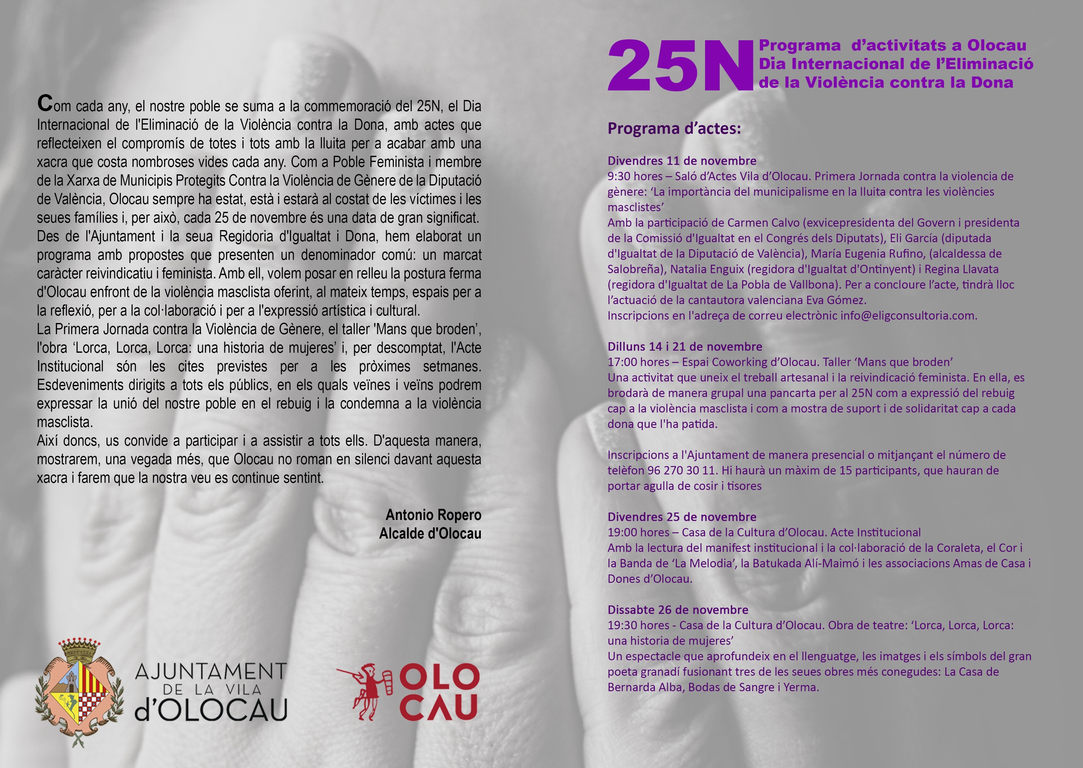 Programa de actos 25N Olocau - 2