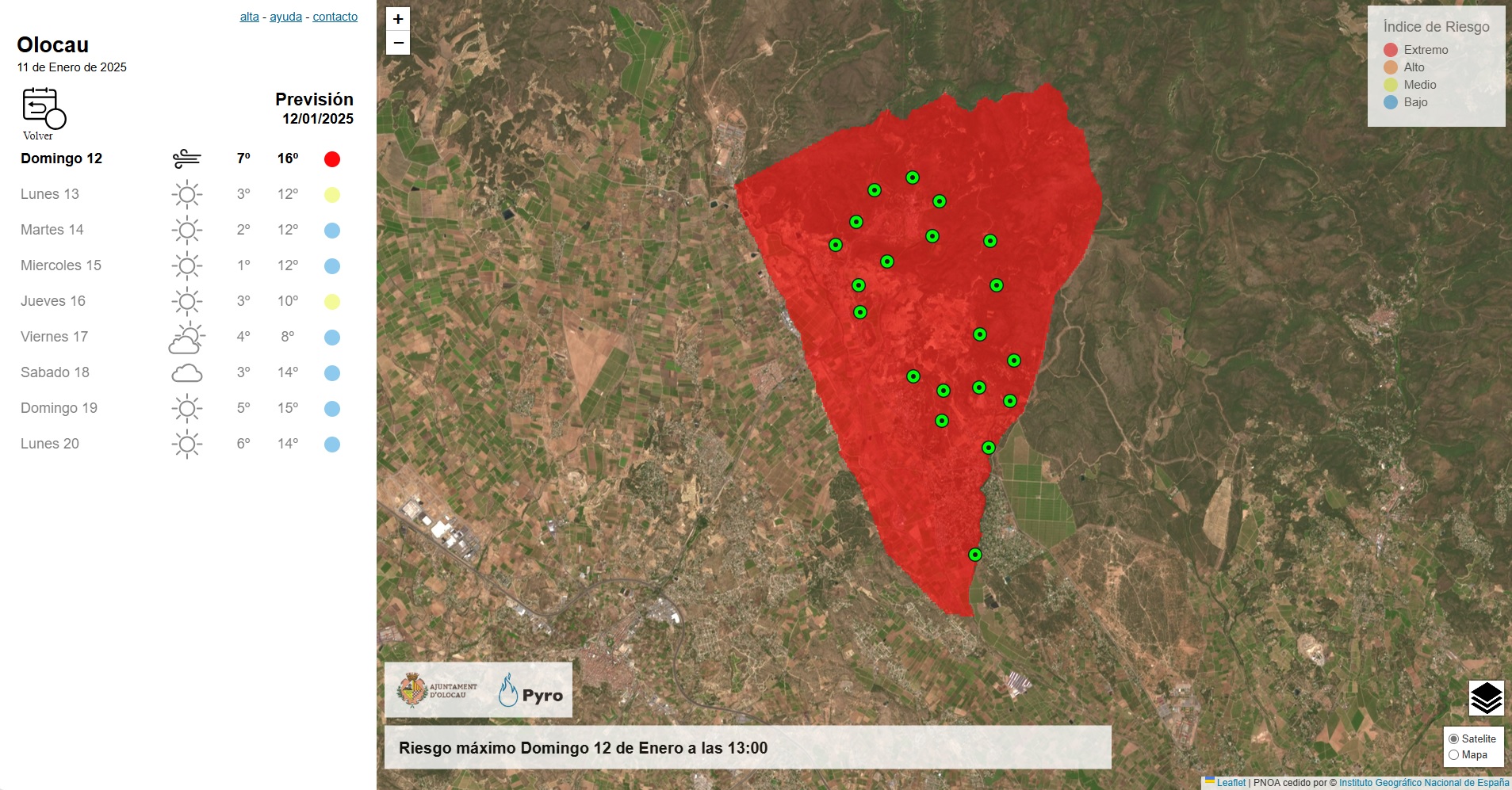 Riesgo incendios 12 enero
