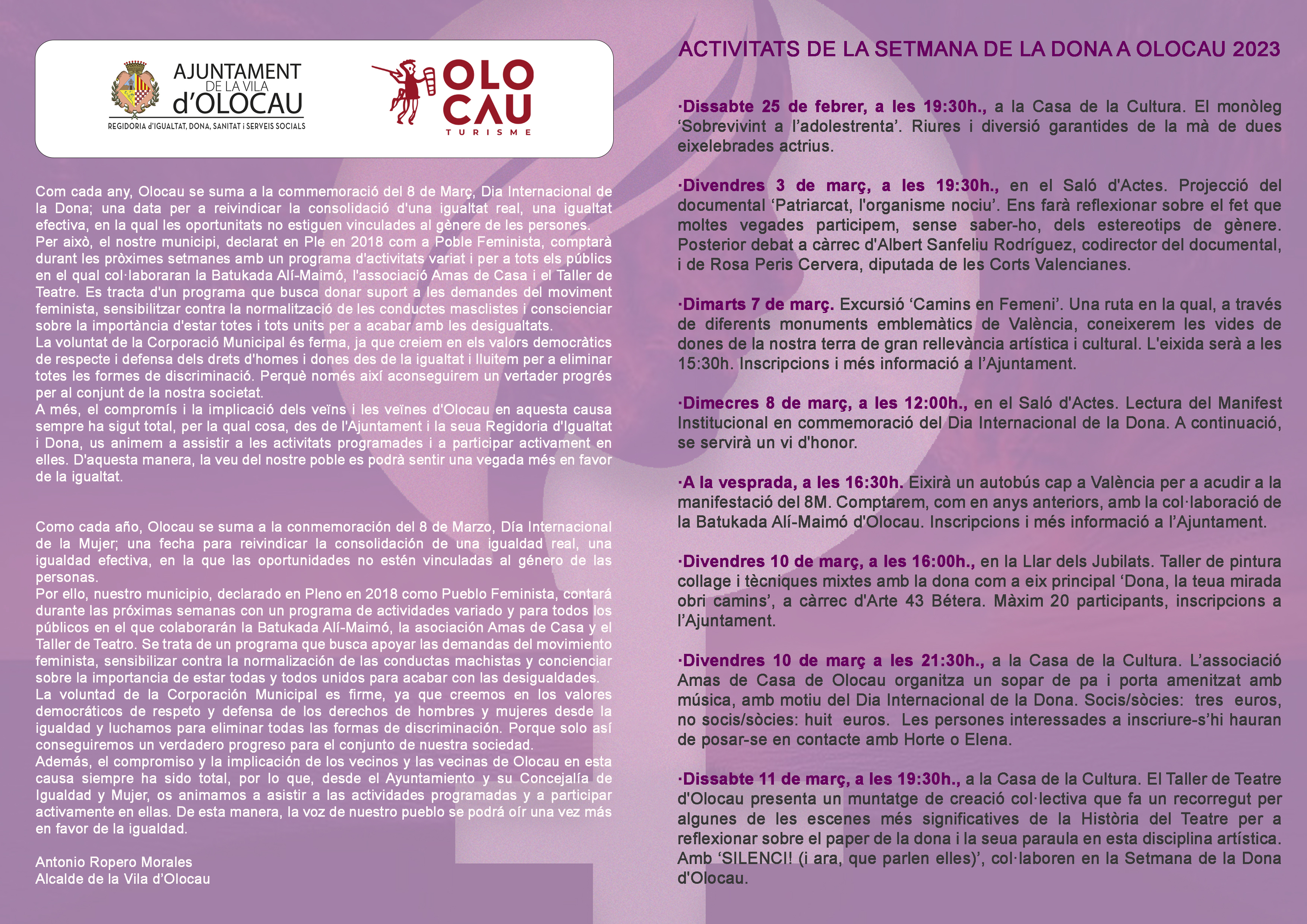 Programa 8M Olocau 2023 interior