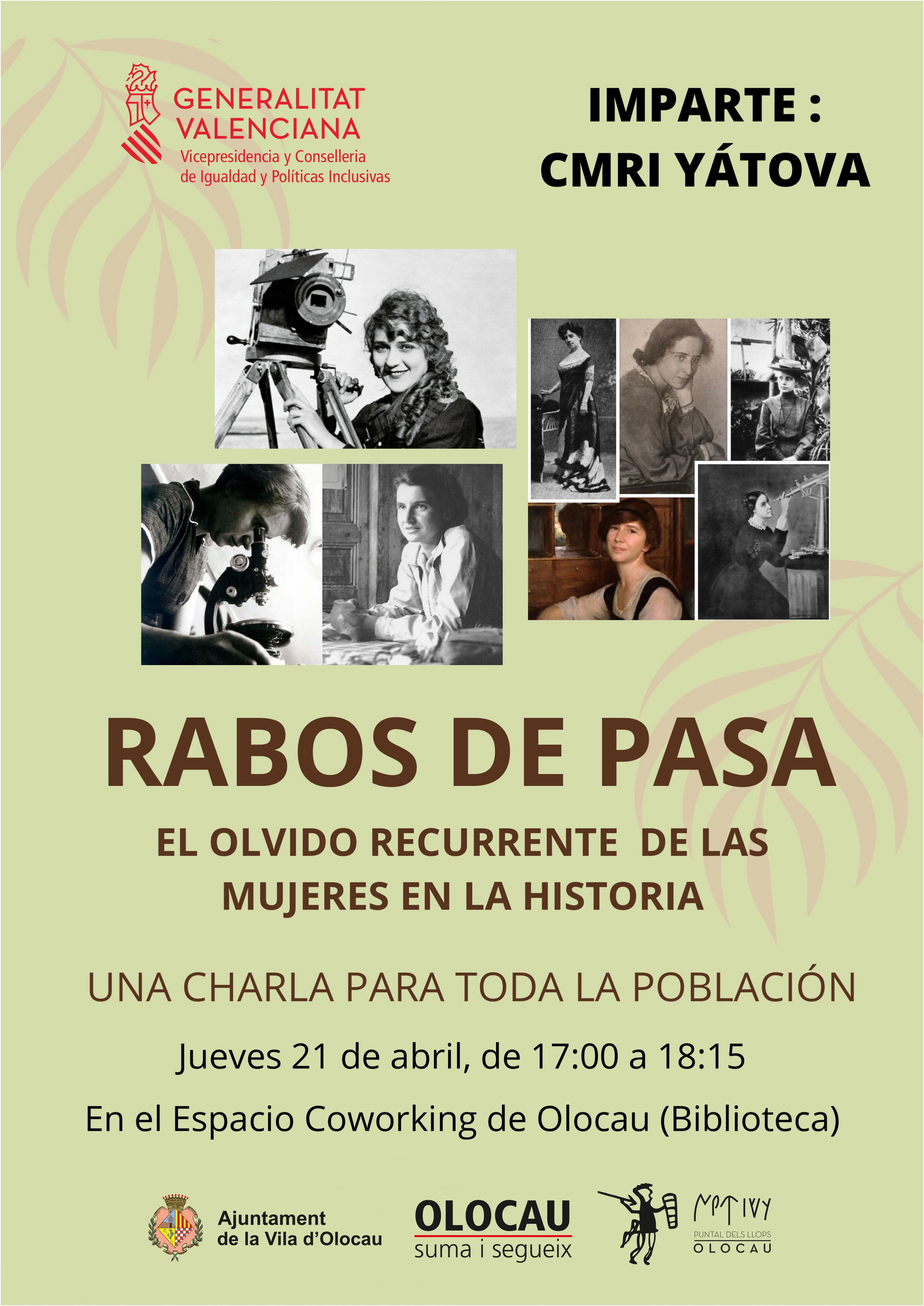 Cartel Charla Rabos de pasa 21 abril Olocau
