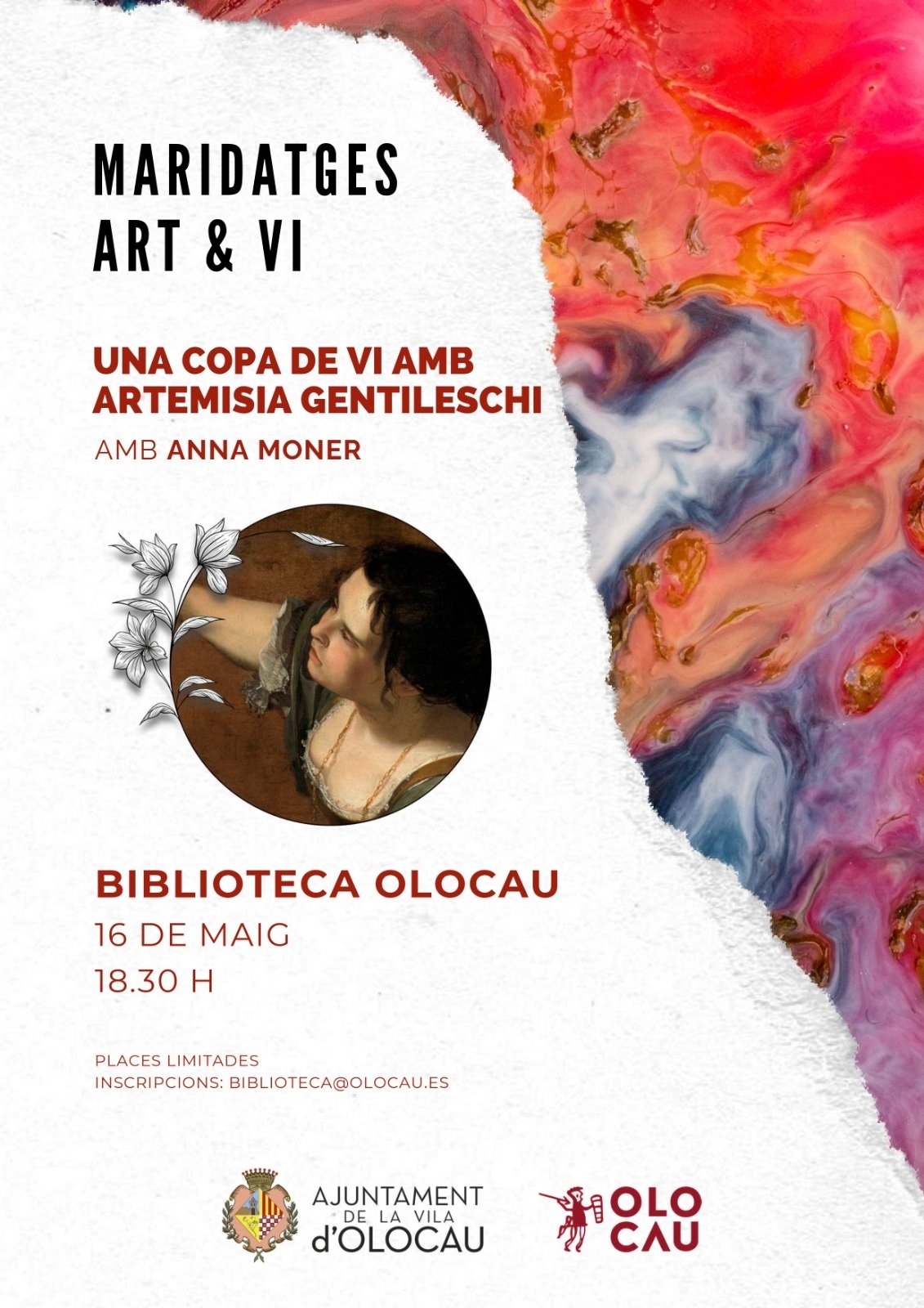 Evento ‘Maridatges d’art i vi: Una copa de vi amb Artemisia Gentileschi’ Biblioteca Olocau