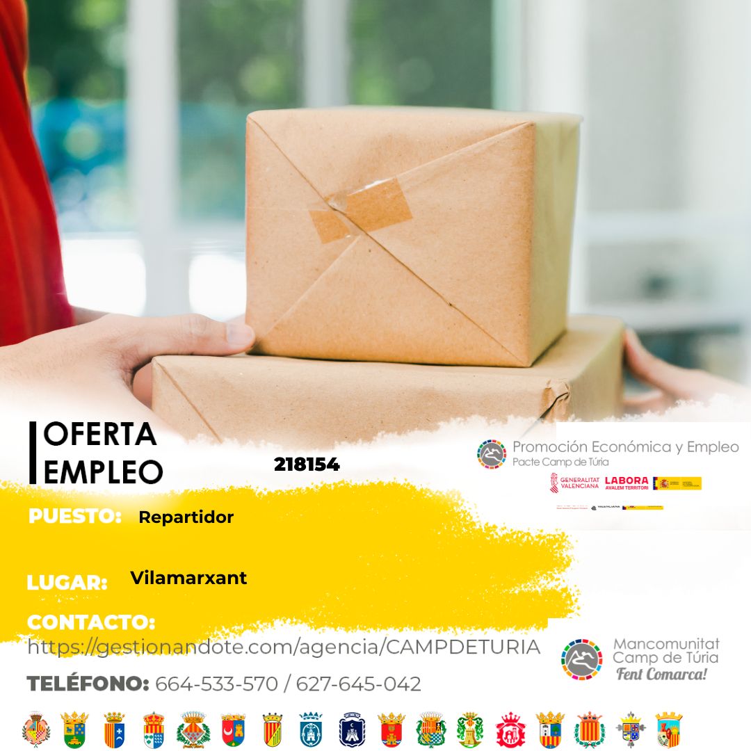 Oferta de empleo - Repartidor en Vilamarxant