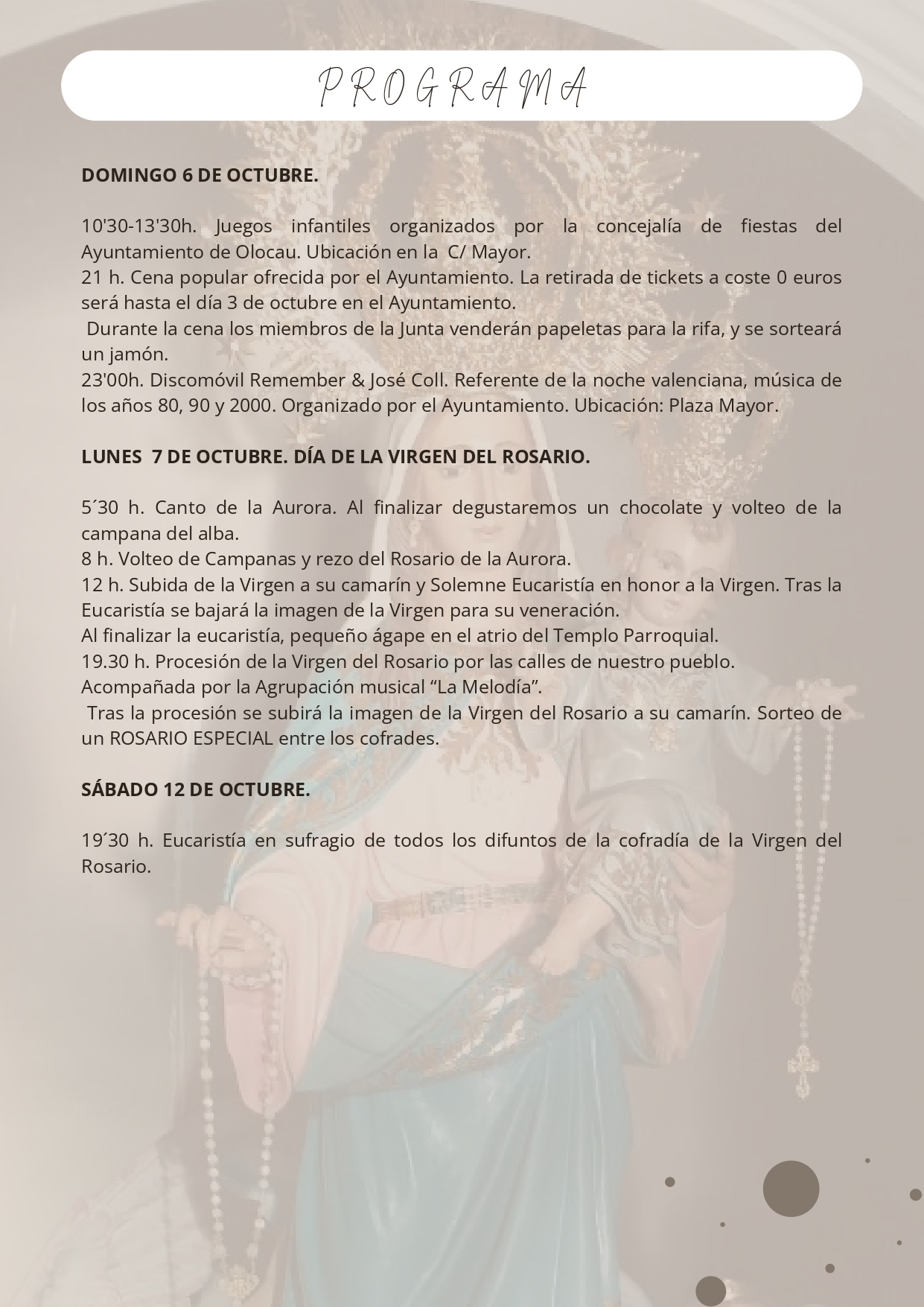 Fiestas en honor a la Virgen del Rosario 2024 Olocau 3