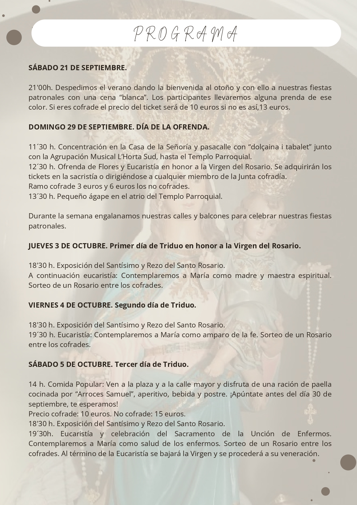 Fiestas en honor a la Virgen del Rosario 2024 Olocau 2