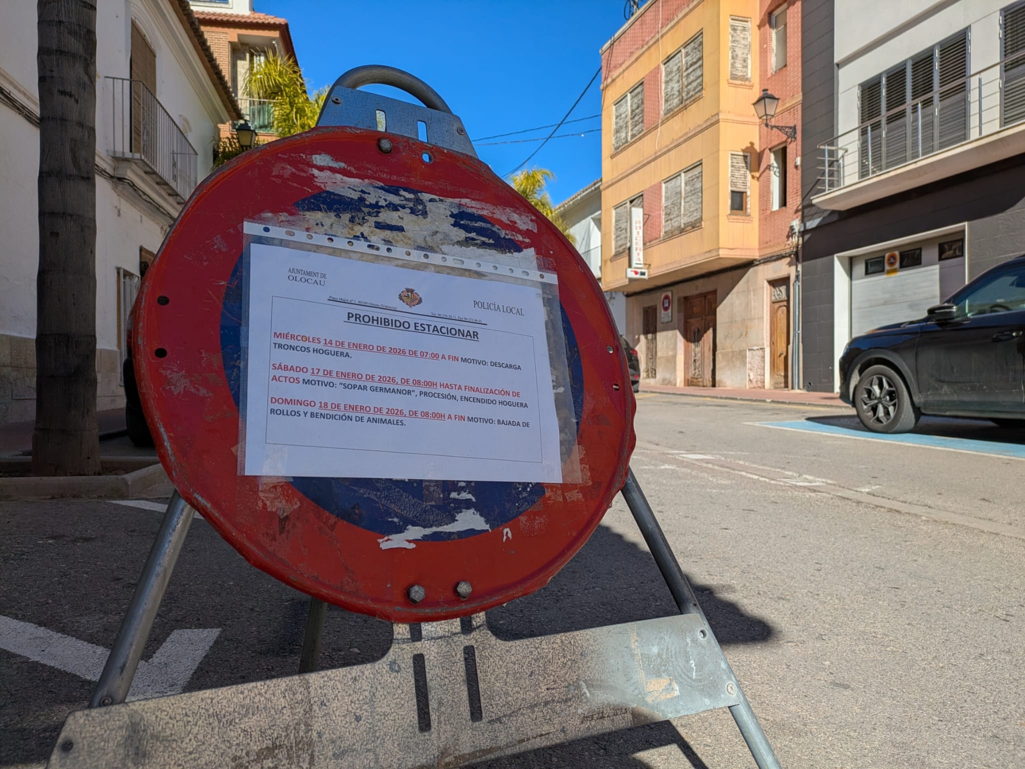 Prohibici&oacute;n de estacionar con motivo del montaje de la Hoguera de San Ant&oacute;n 3